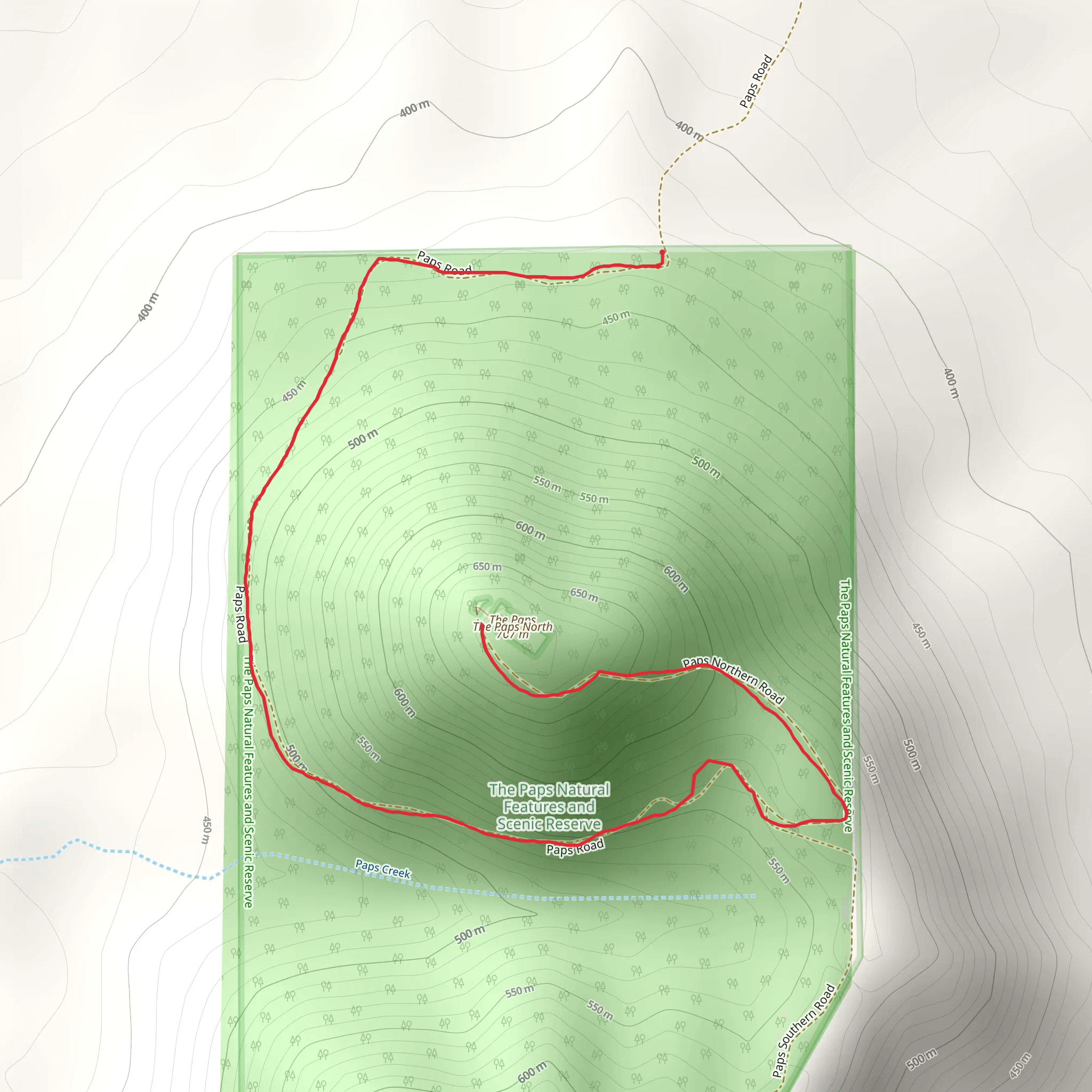 The Paps Lookout Trail mobile static map