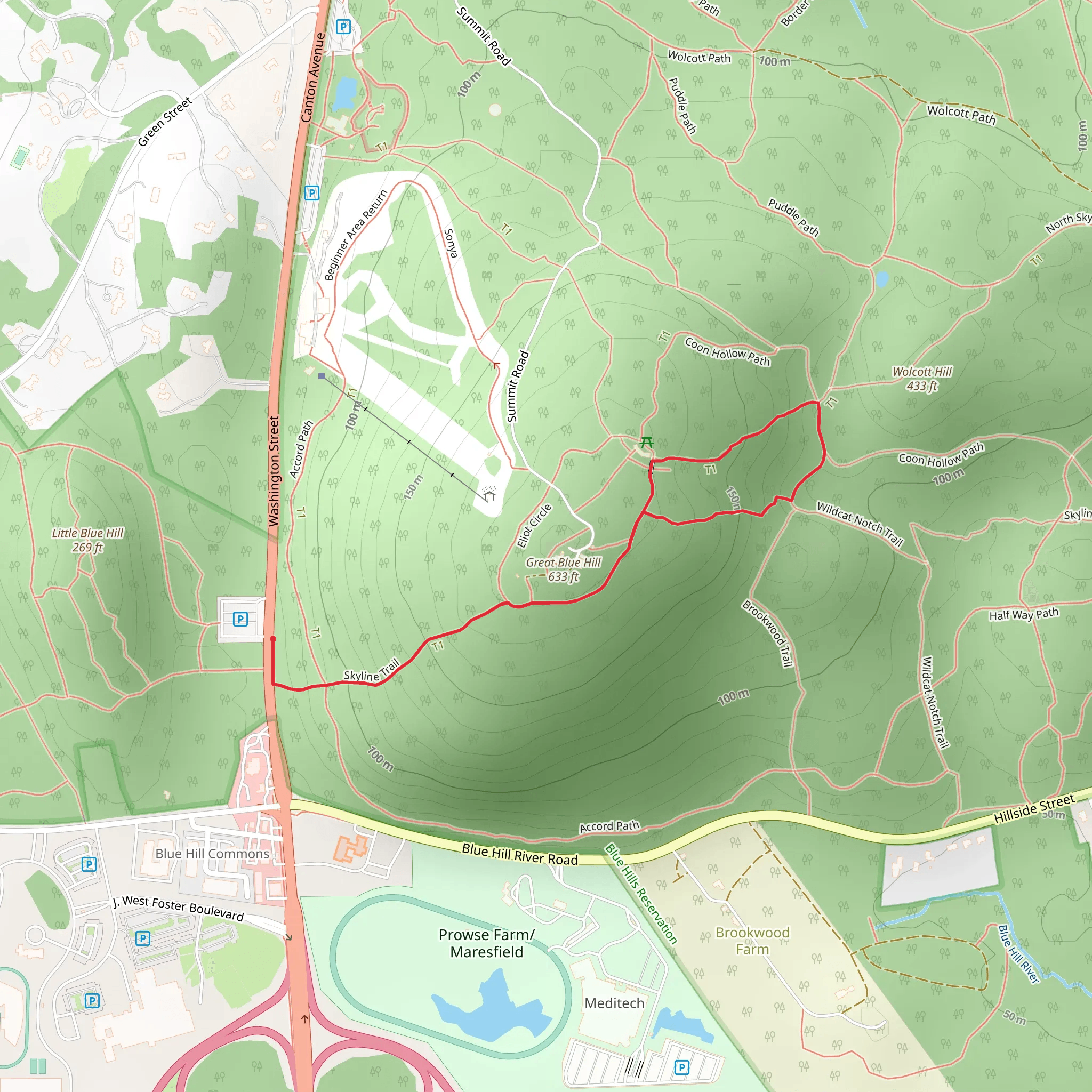North Skyline and South Skyline short Loop Trail mobile static map