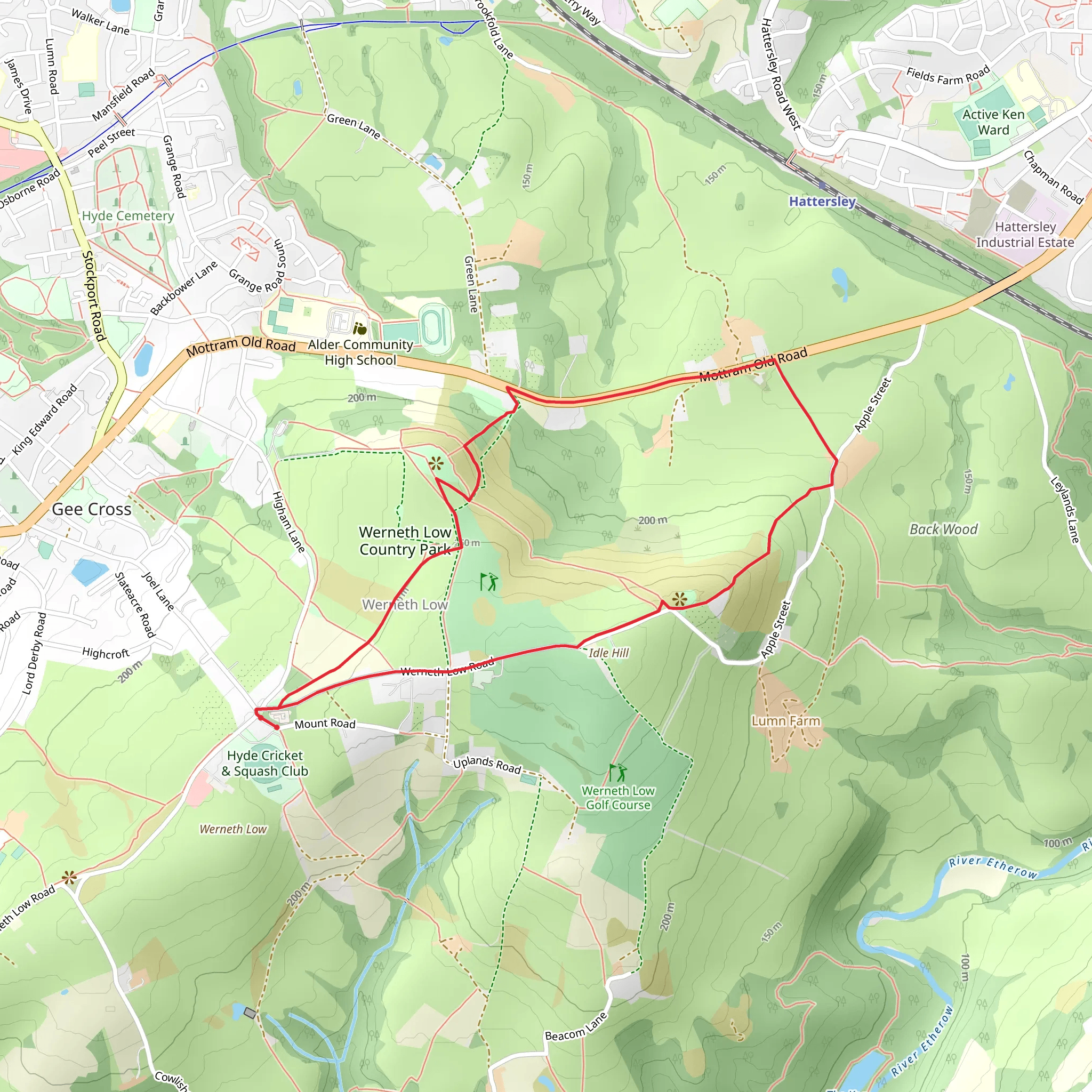 Werneth Low Country Park Loop mobile static map