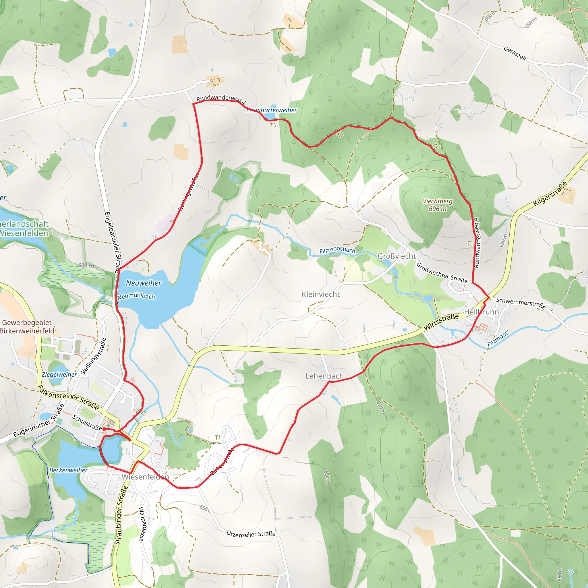 Beckenweiher and Neuweiher via Rundwanderweg 4 mobile static map