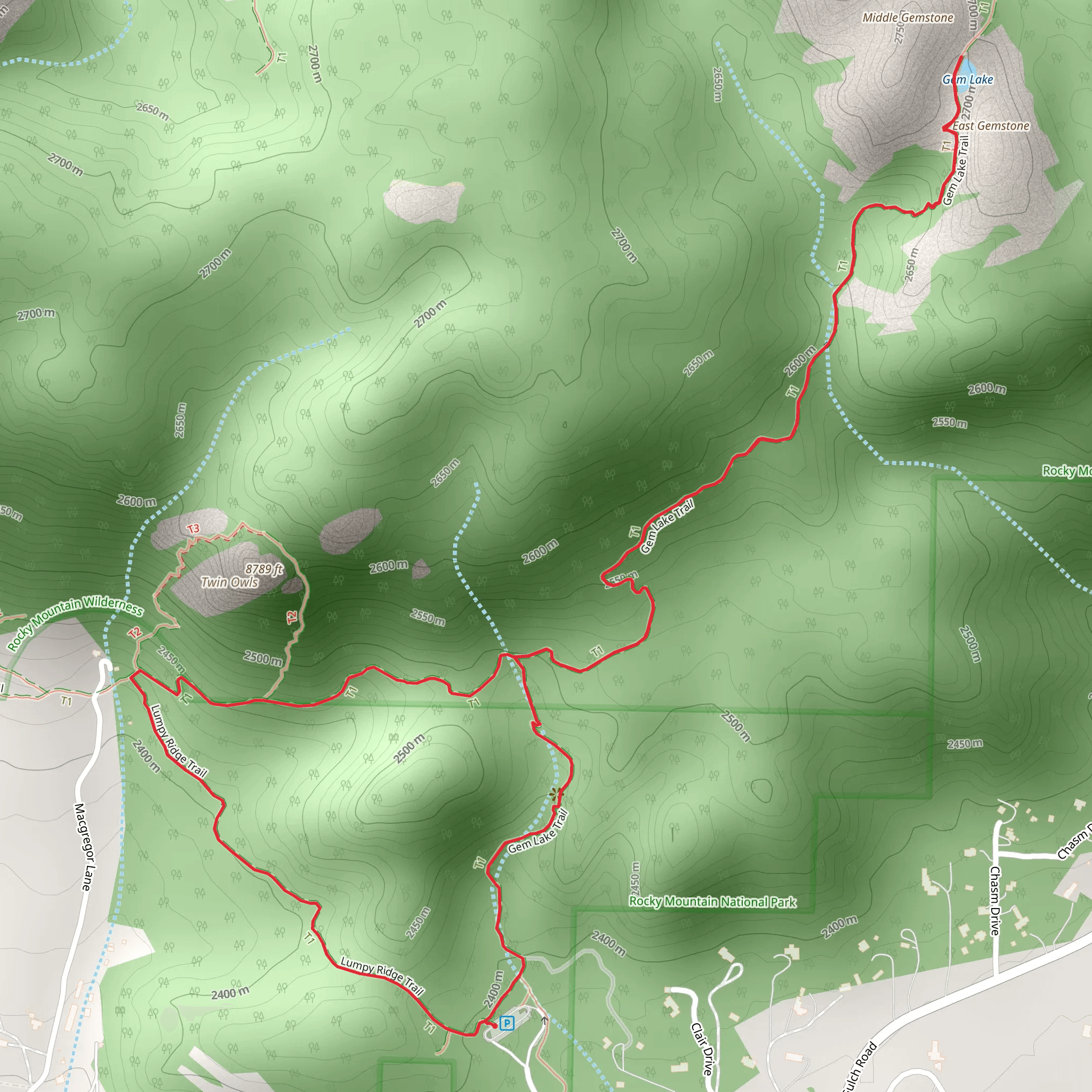 Lumpy Ridge Loop Trail and Gem Lake mobile static map