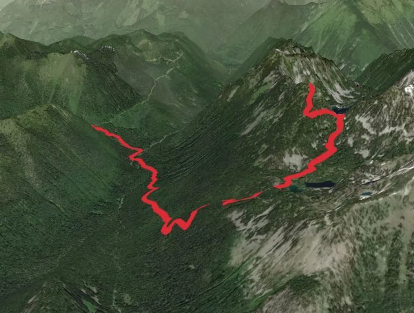 An image depicting the trail Surprise Mountain Trail via Deception Creek Trail and its surrounding area.