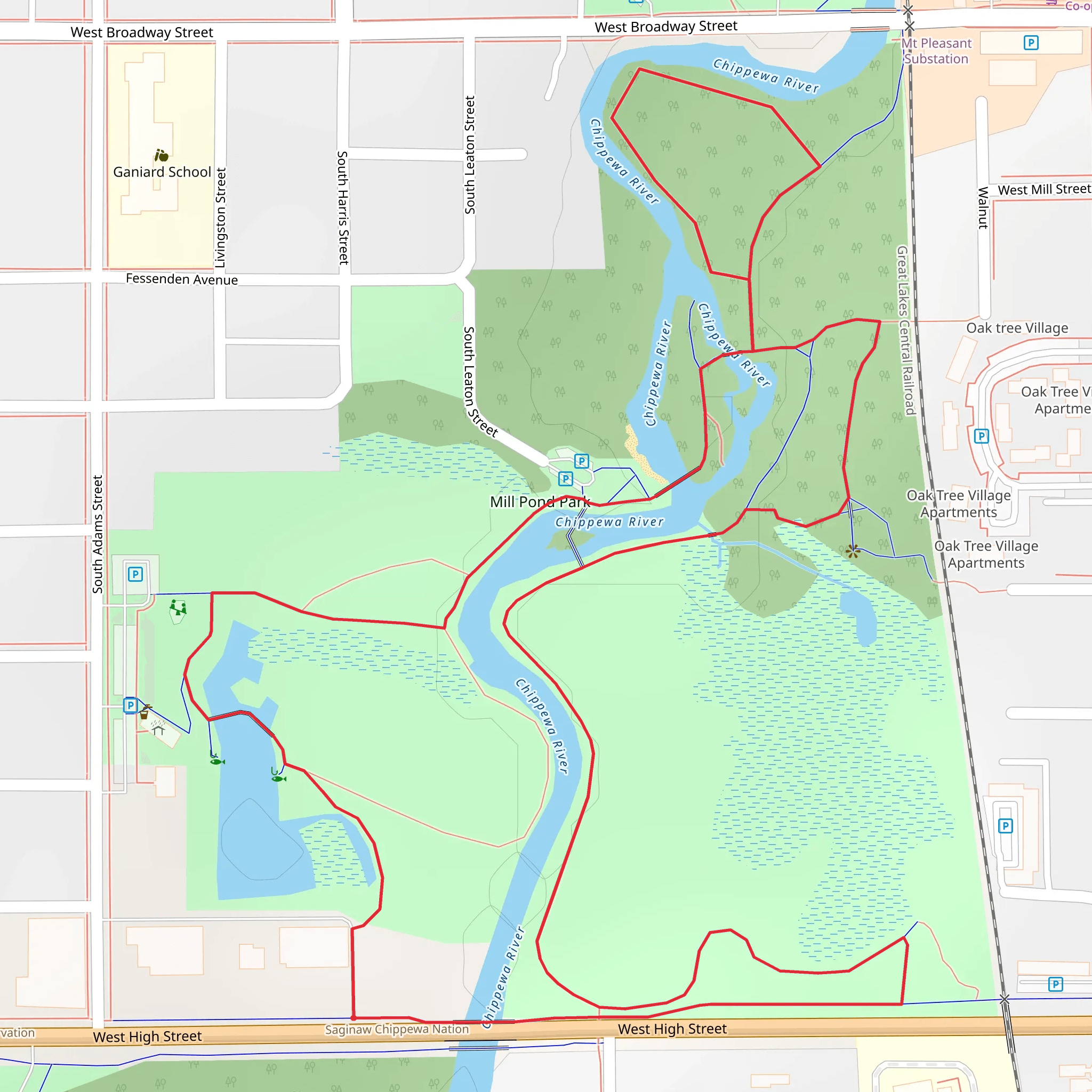Chippewa River and Mill Pond Loop mobile static map