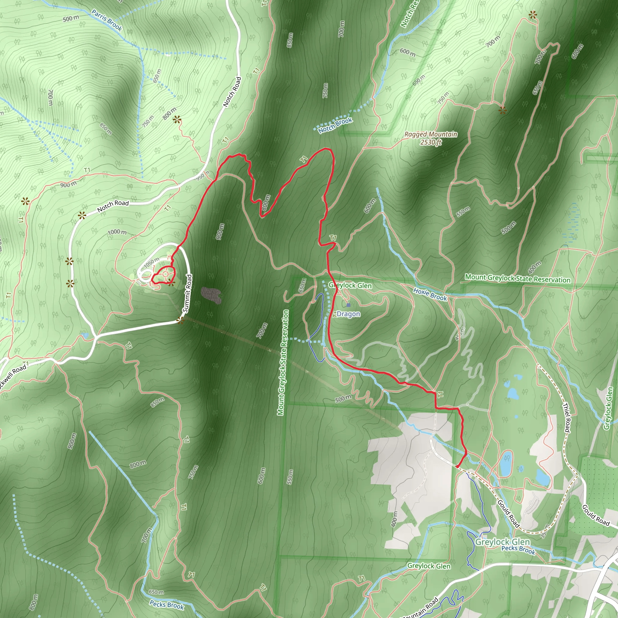 Mount Greylock Loop via Bellows Pipe Trail mobile static map