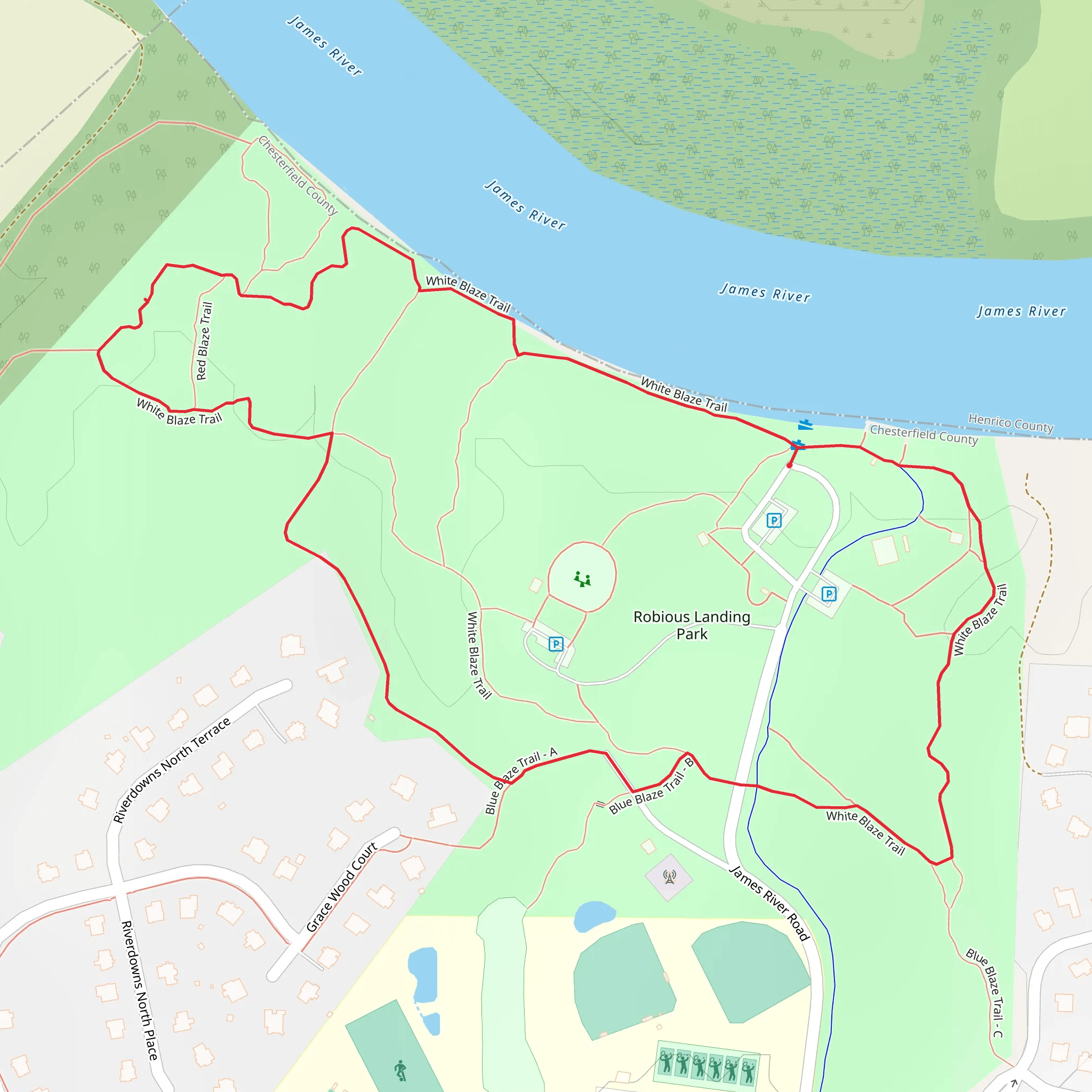Robious Landing Park - White Blaze Loop Trail mobile static map