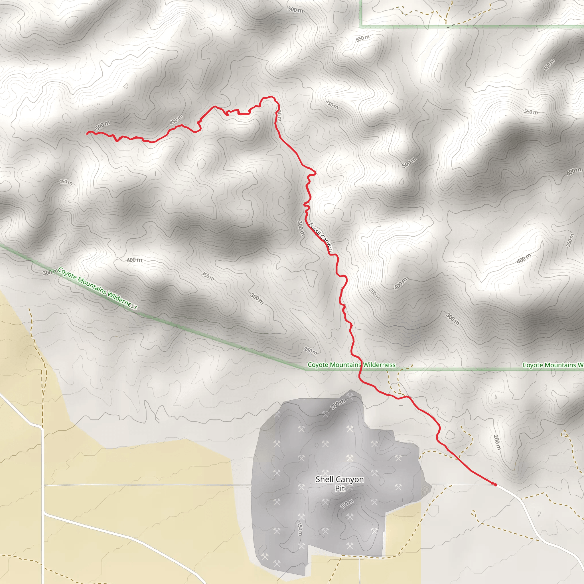 Fossil Canyon via Shell Canyon Road mobile static map