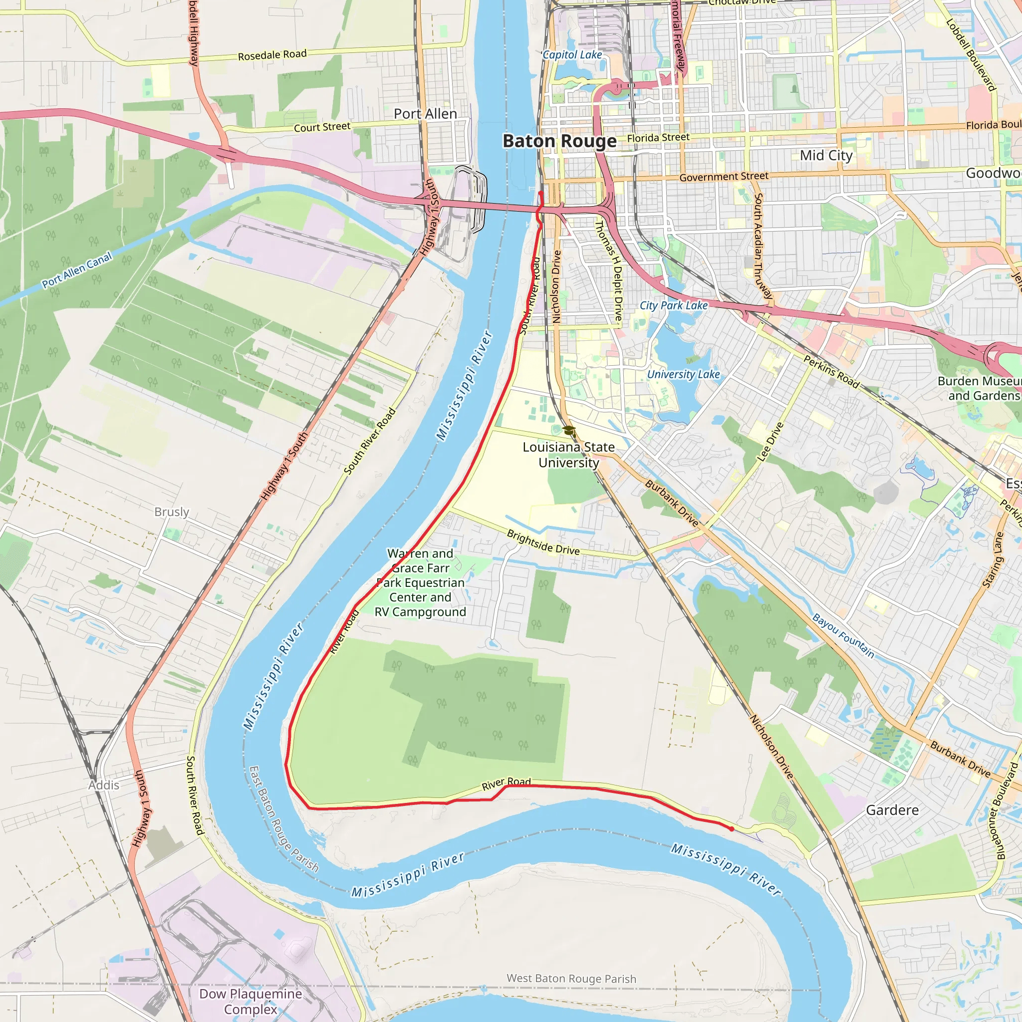 Mississippi River Levee Trail mobile static map