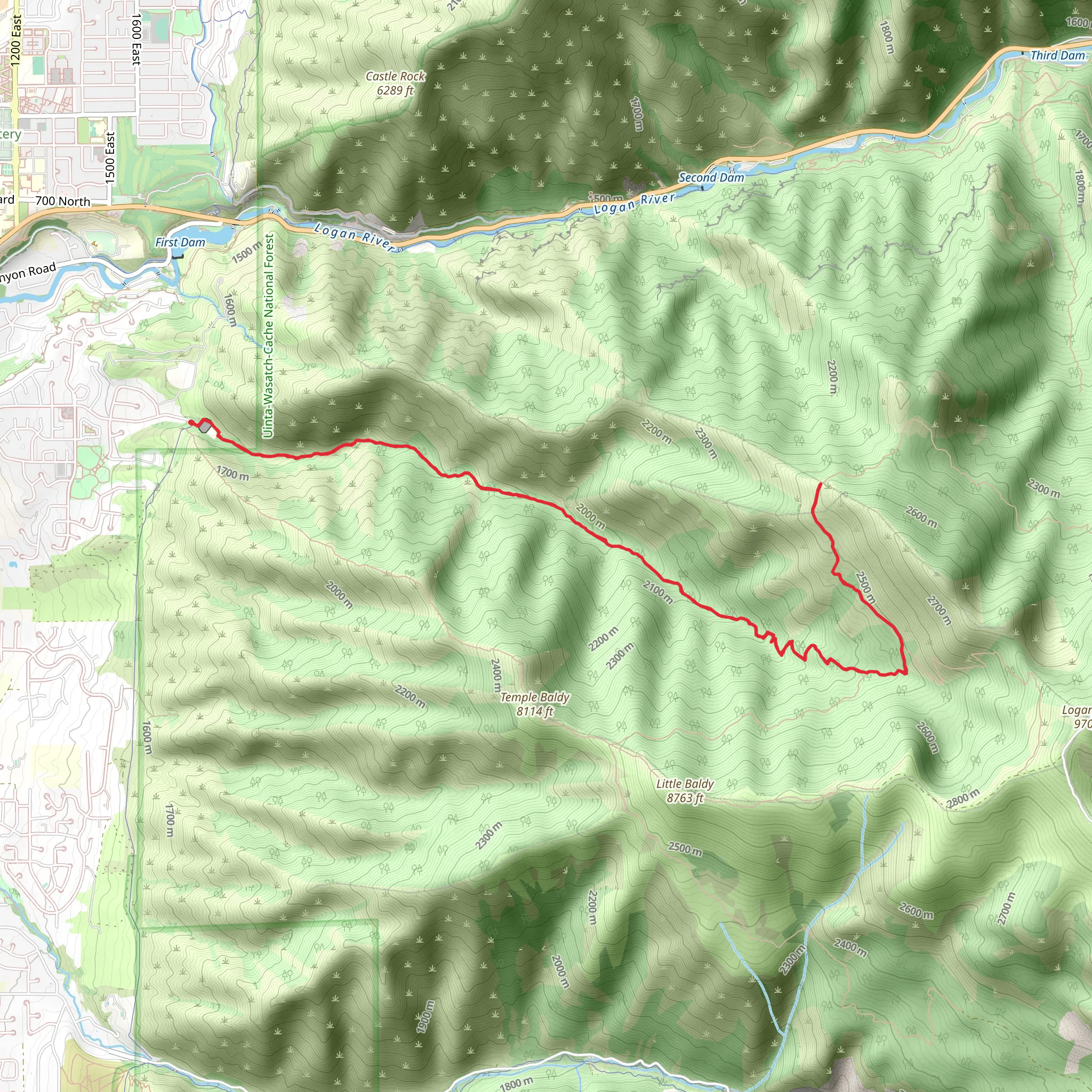 Logan Dry Canyon Trail mobile static map