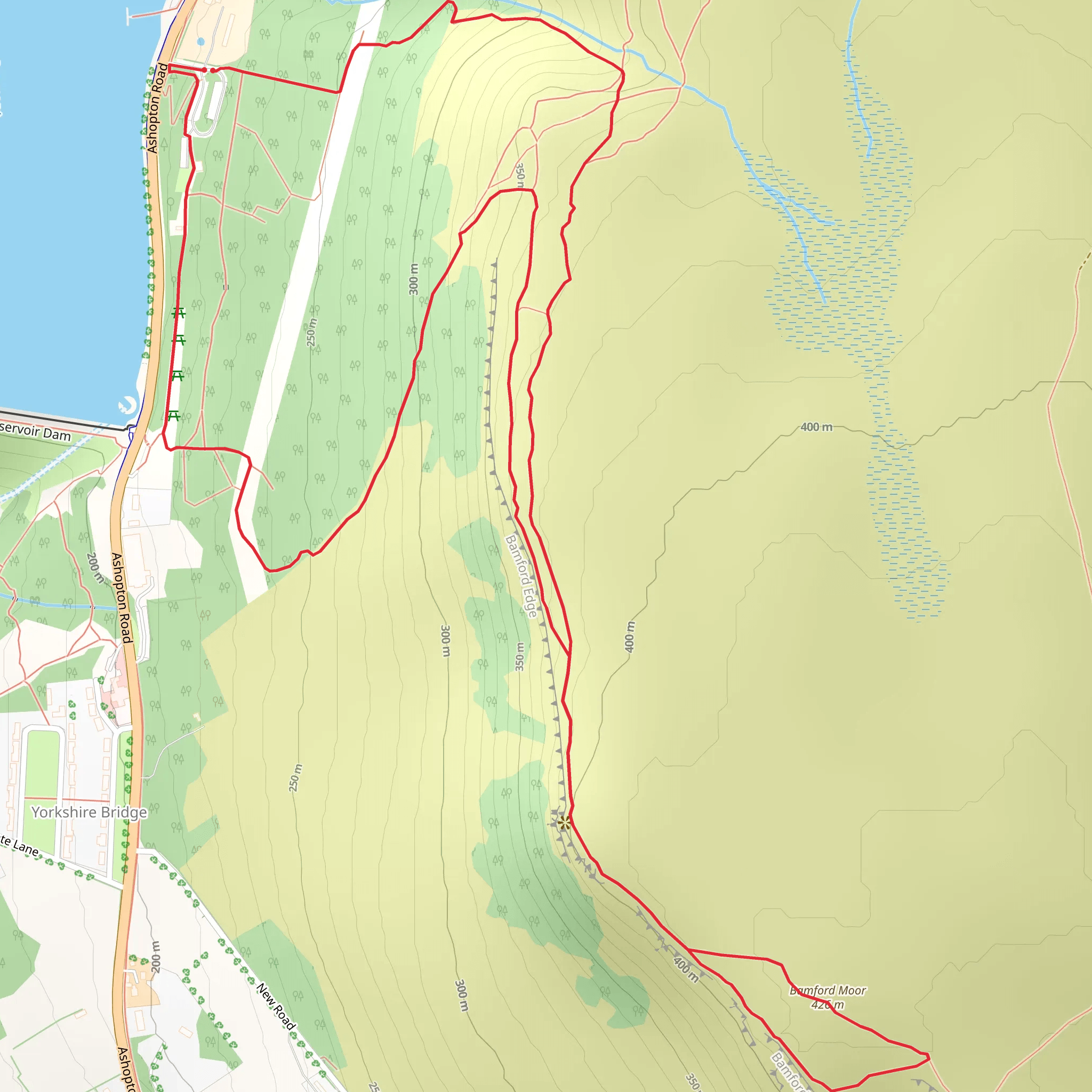 Ladybower Dam, Bamford Edge and Great Tor mobile static map