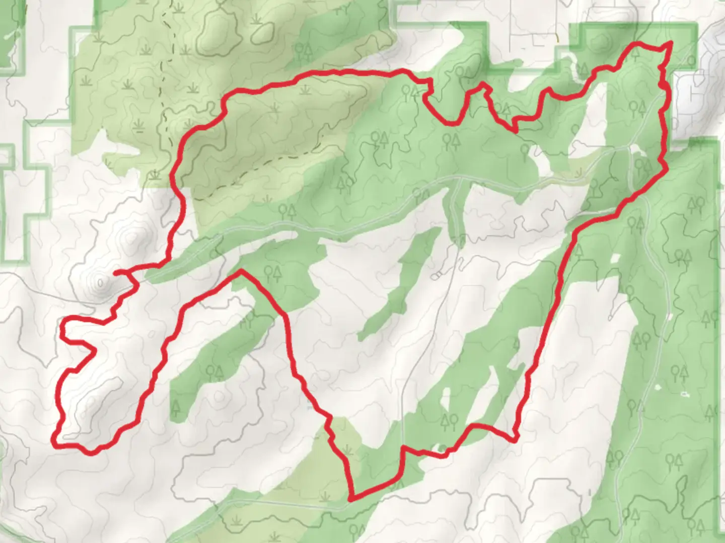 An image depicting the trail Los Caballos Loop Trail from Joe Tank Road and its surrounding area.