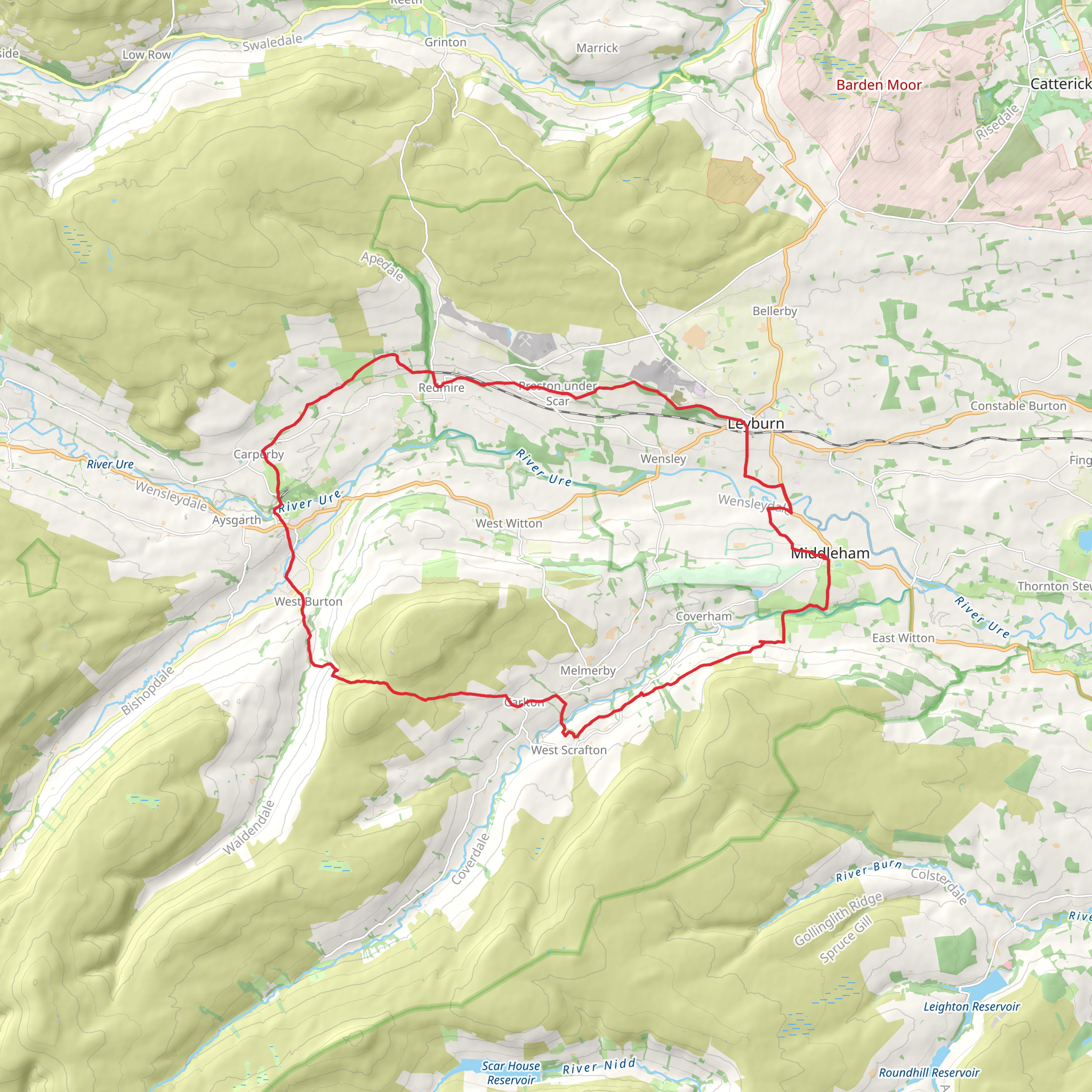 Yorkshire Square Loop from Middleham mobile static map
