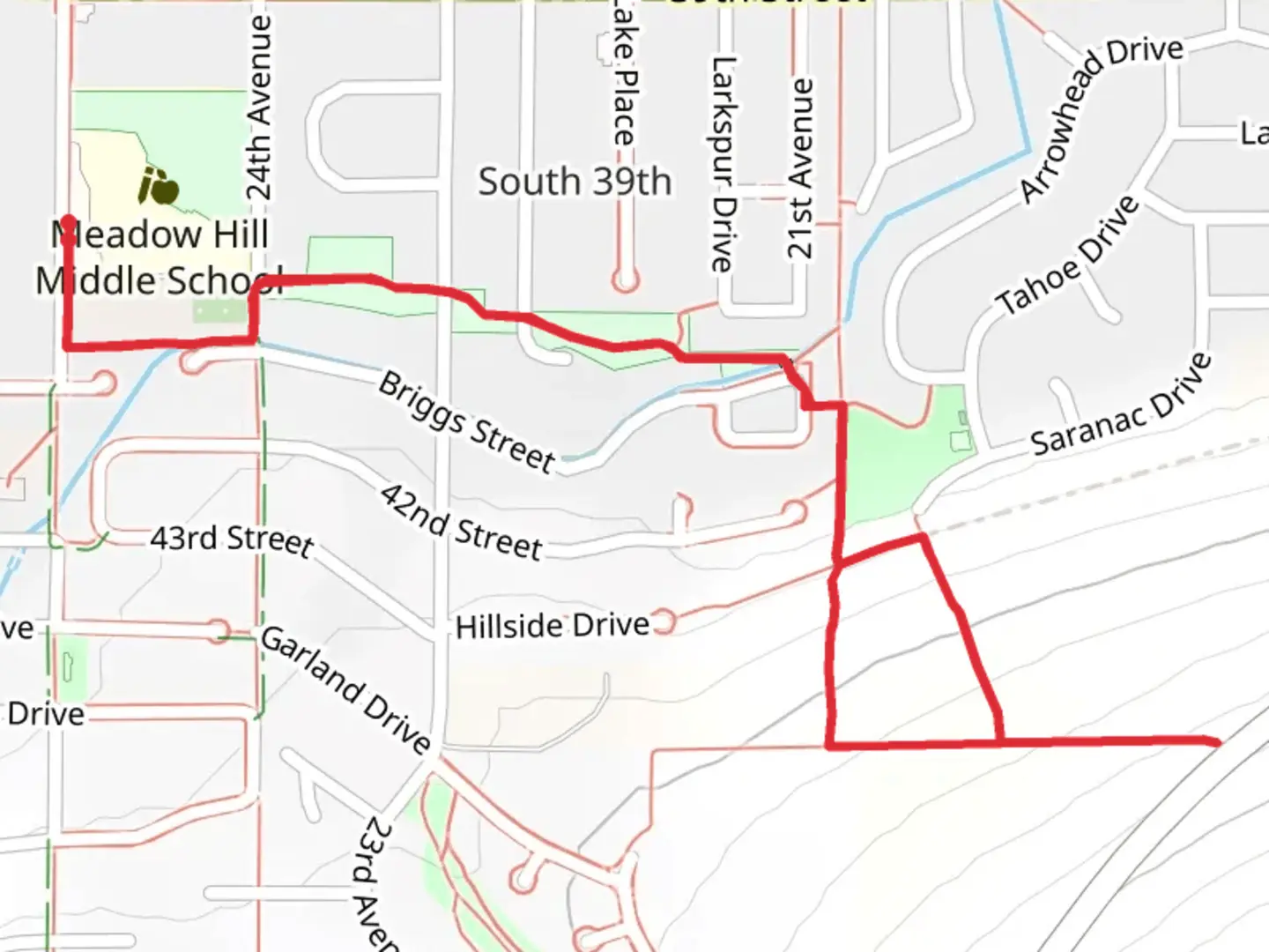 An image depicting the trail Tonkin Loop via Meadow Hill Trail and its surrounding area.