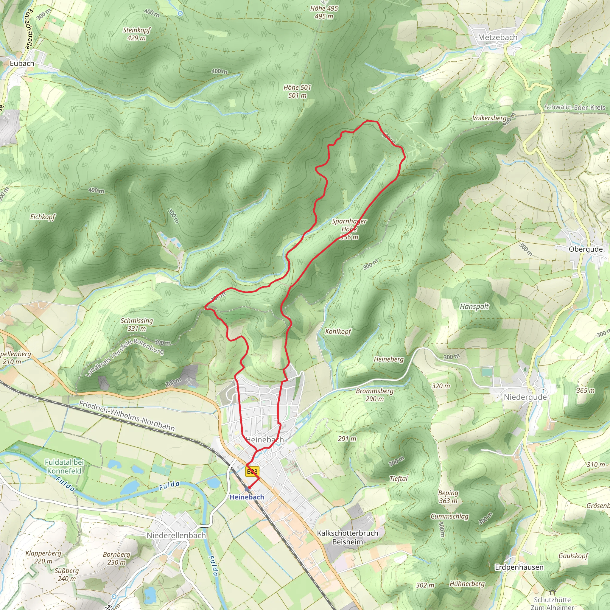 Heinebach and Sparnhager Hohe Loop mobile static map