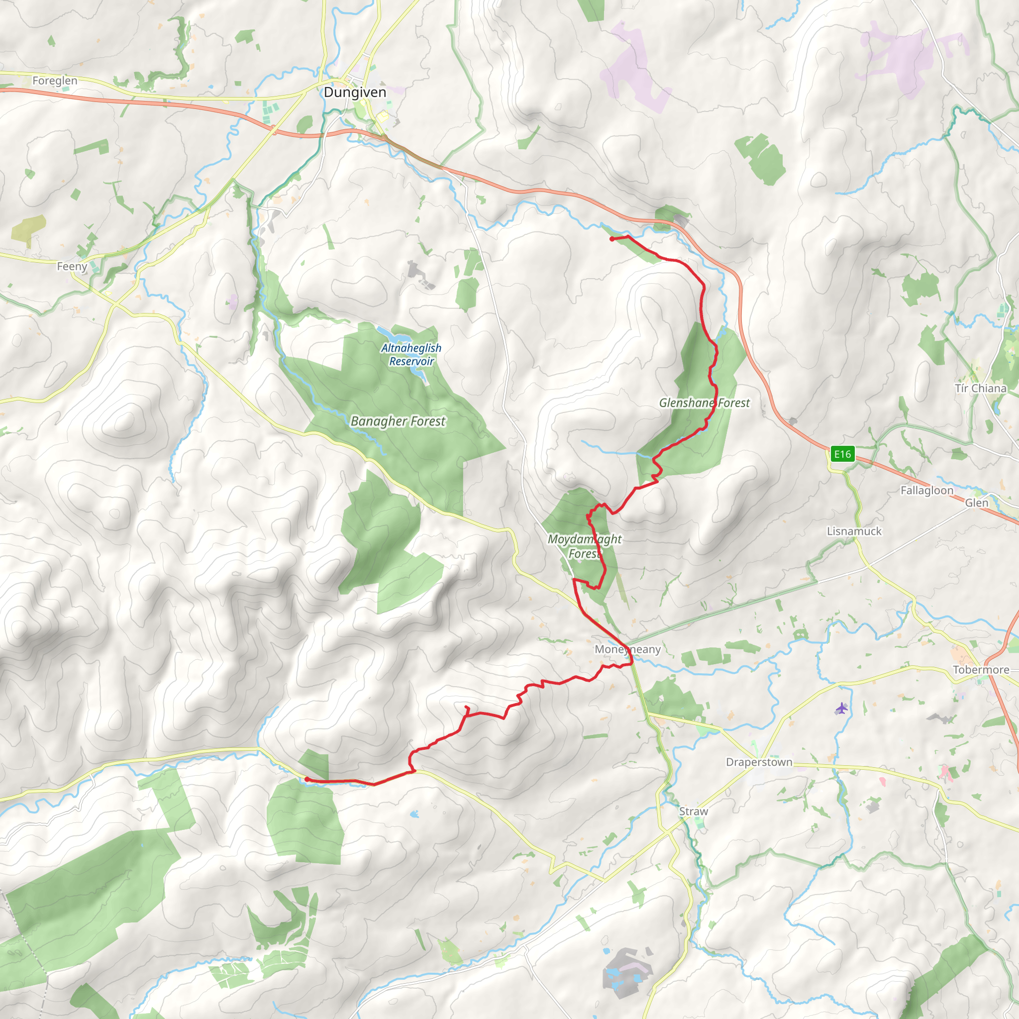 Benedy Glen to Goles Forest - Ulster Way Sections mobile static map
