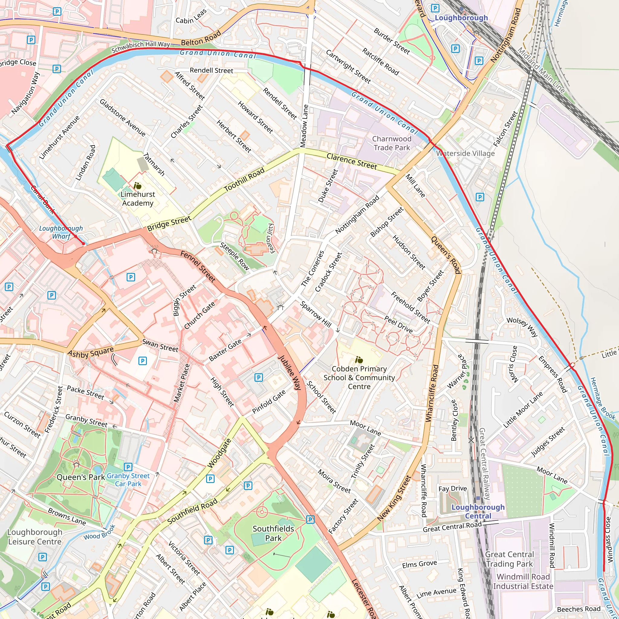 Grand Union Canal from Loughborough mobile static map