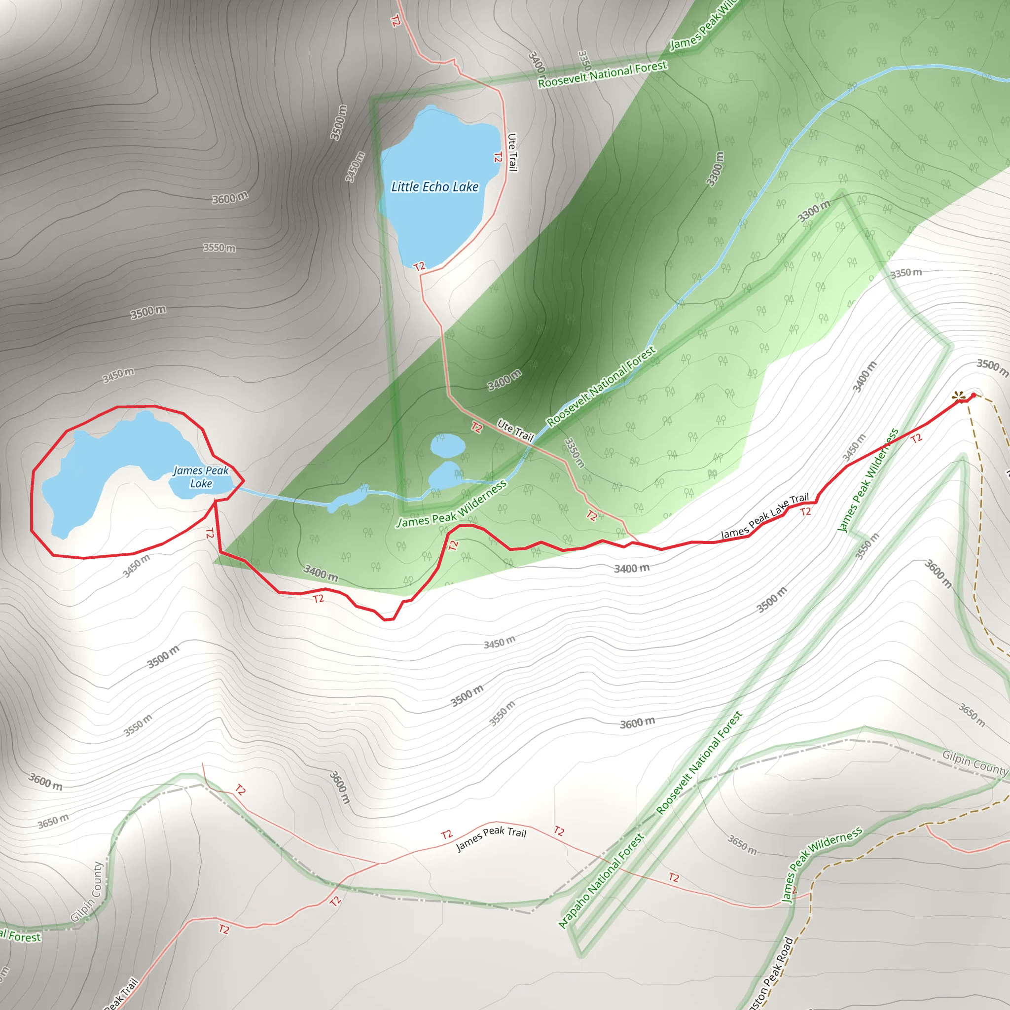 James Peak Lake Loop Trail mobile static map