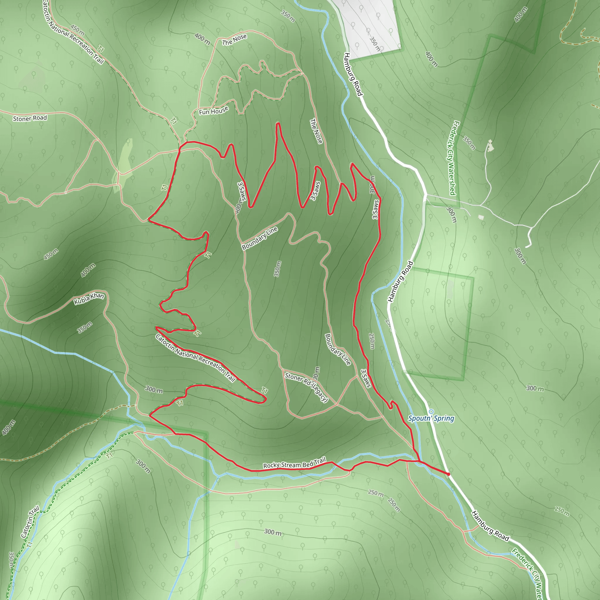 Catoctin National Recreation Trail and 3 Saws Loop mobile static map
