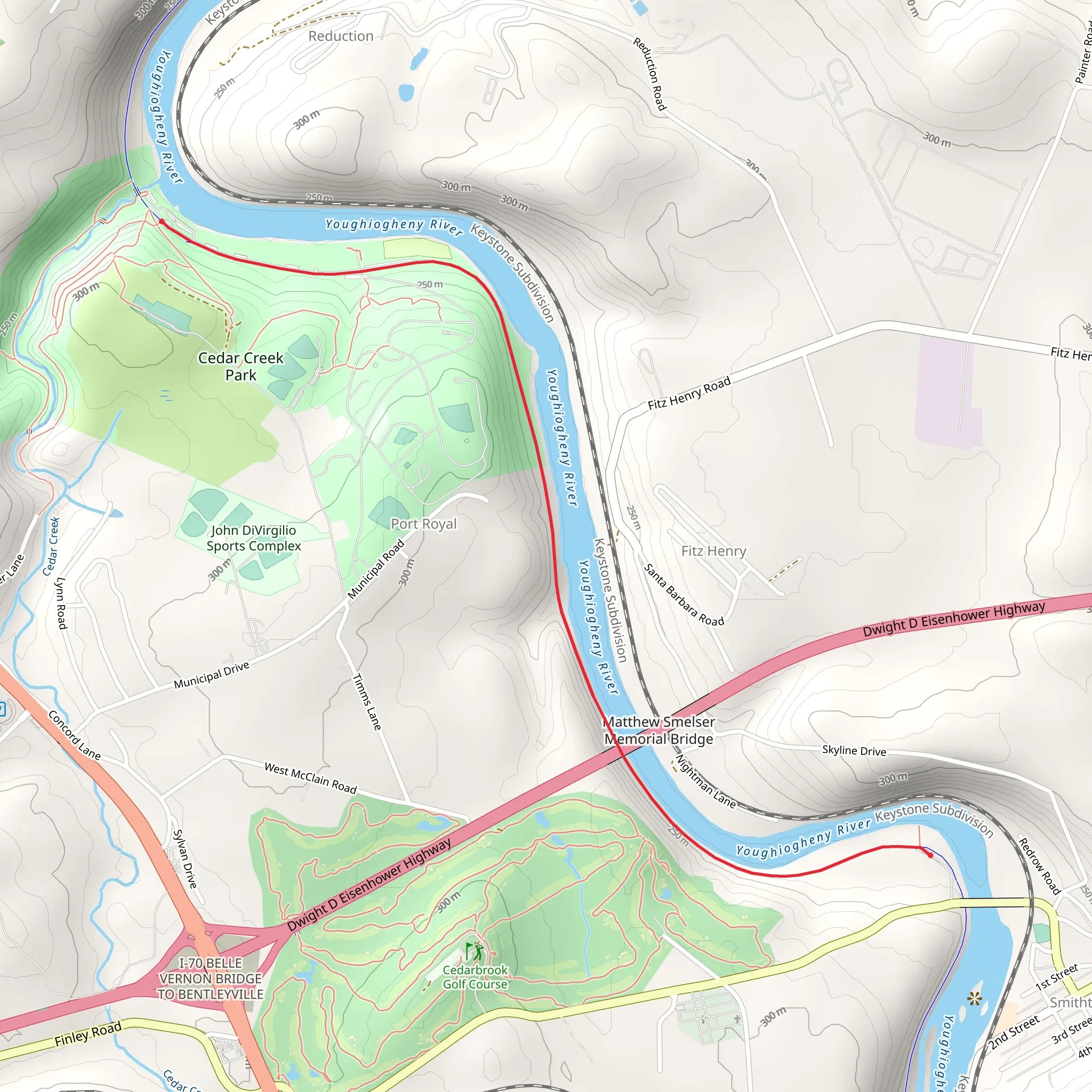 Cedar Creek Park Trail mobile static map