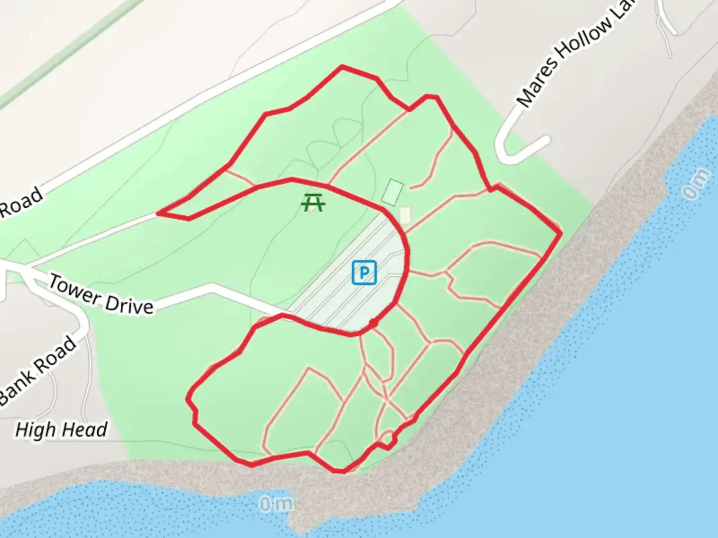 An image depicting the trail Two Lights State Park Loop and its surrounding area.