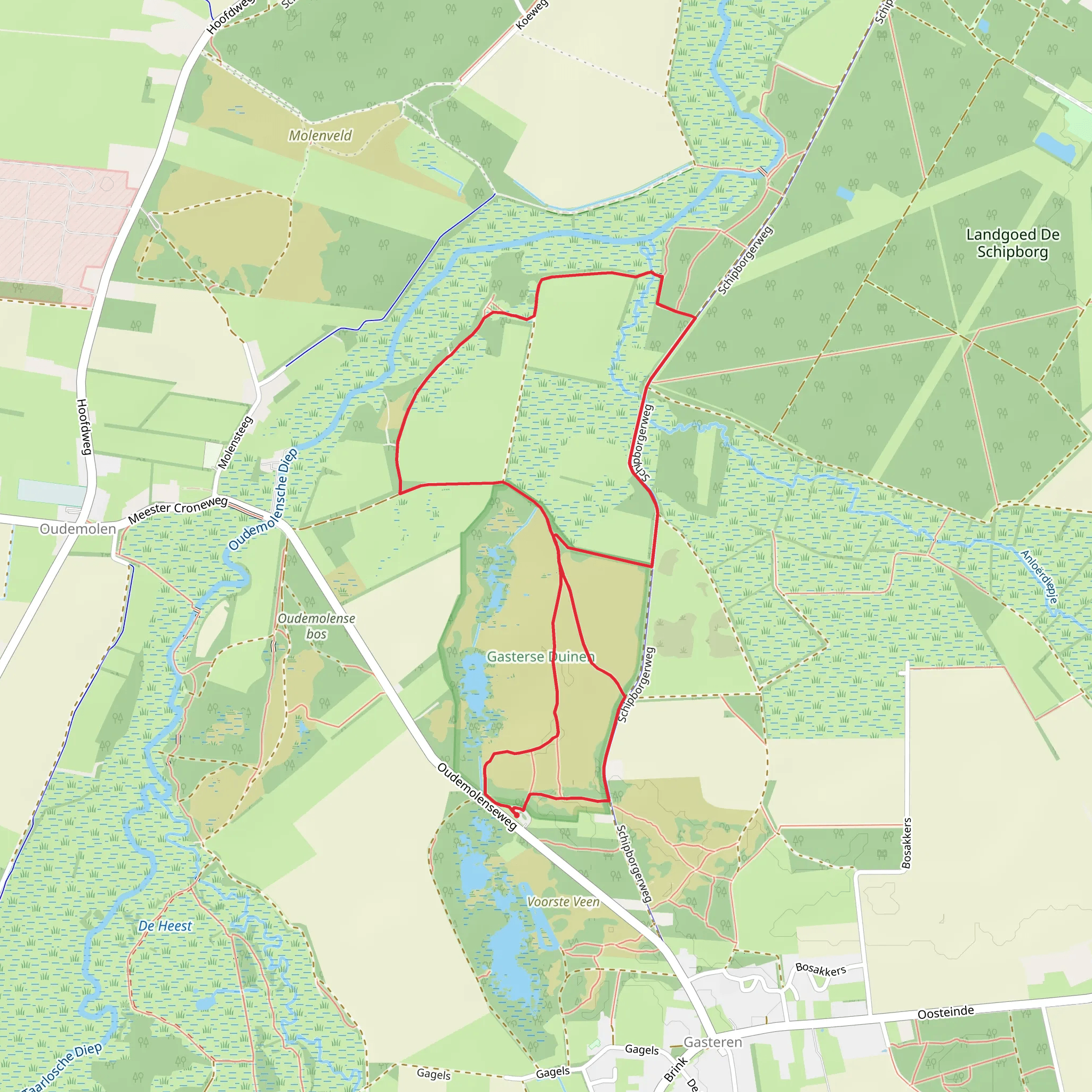 Gasterse Duinen and De Burgvallen Loop mobile static map
