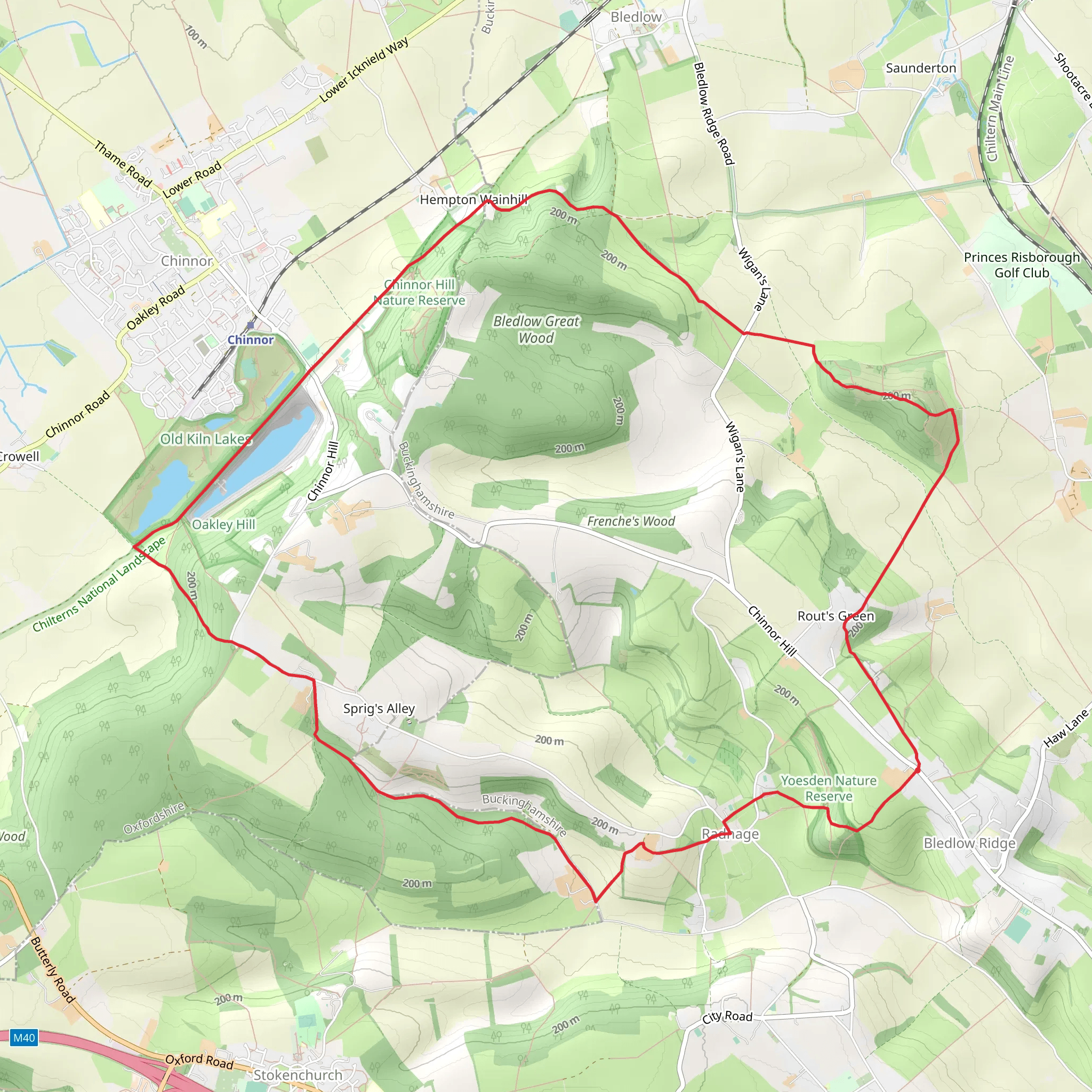 The Ridgeway around Chinnor mobile static map