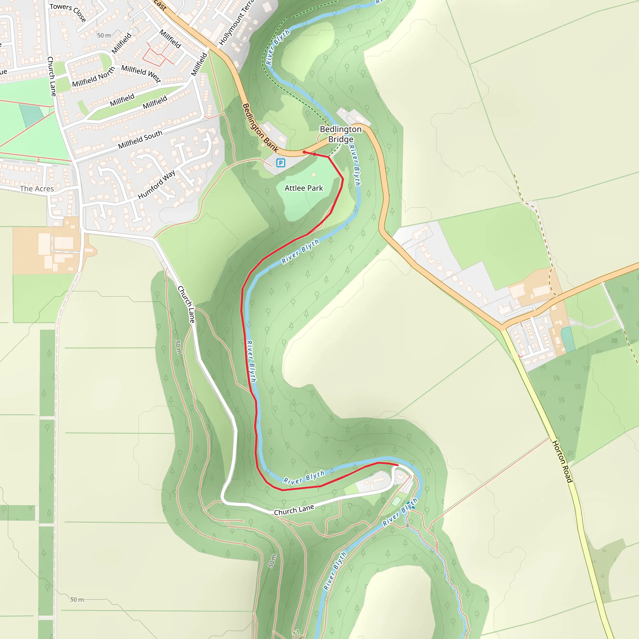 Bedlington Country Park mobile static map