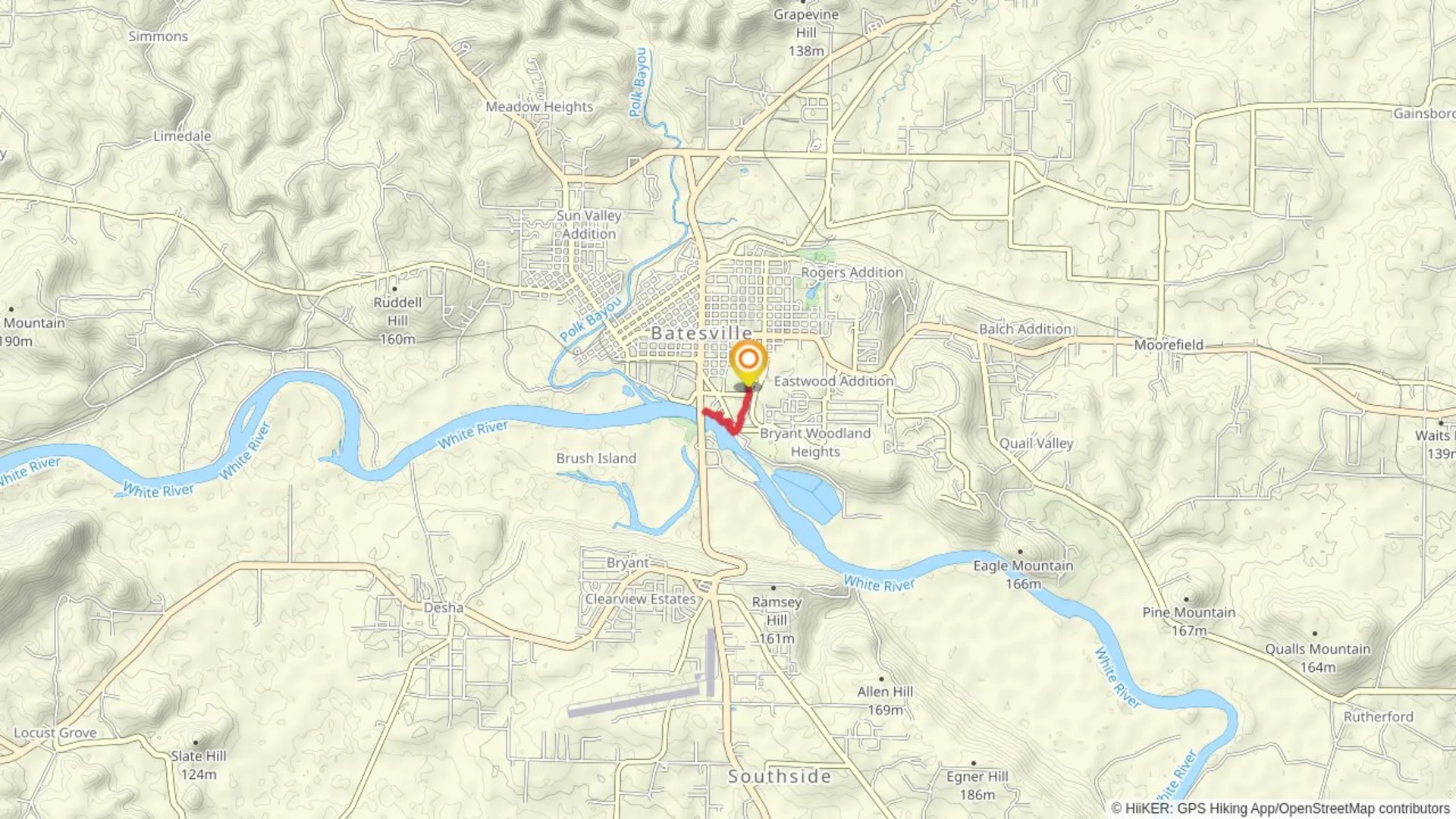 An image depicting the trail White River Walk from Stillhouse Branch and its surrounding area.