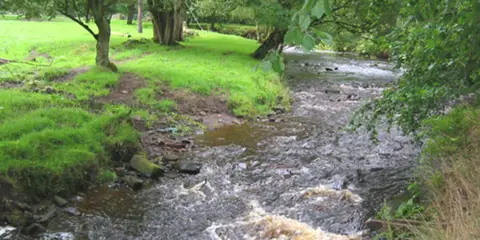 An image depicting the trail Gradbach - Danebridge - Hanging Stone and Lud's Church and its surrounding area.