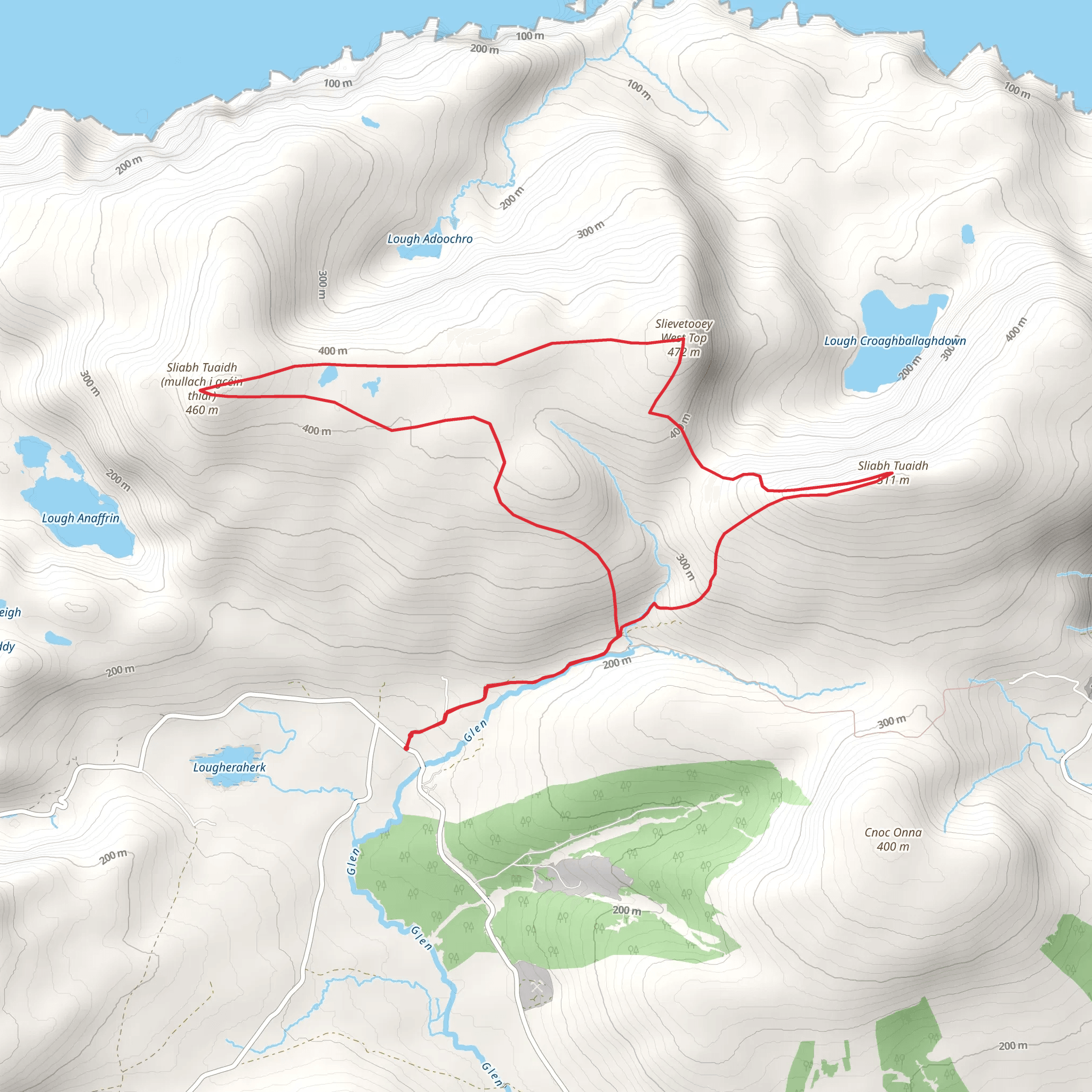 Sliabh Tuaidh Mountain Loop from Lougheraherk mobile static map
