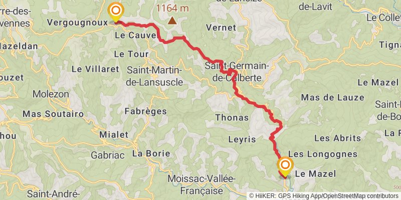 GR70 - Stevenson Trail stage 14 Map