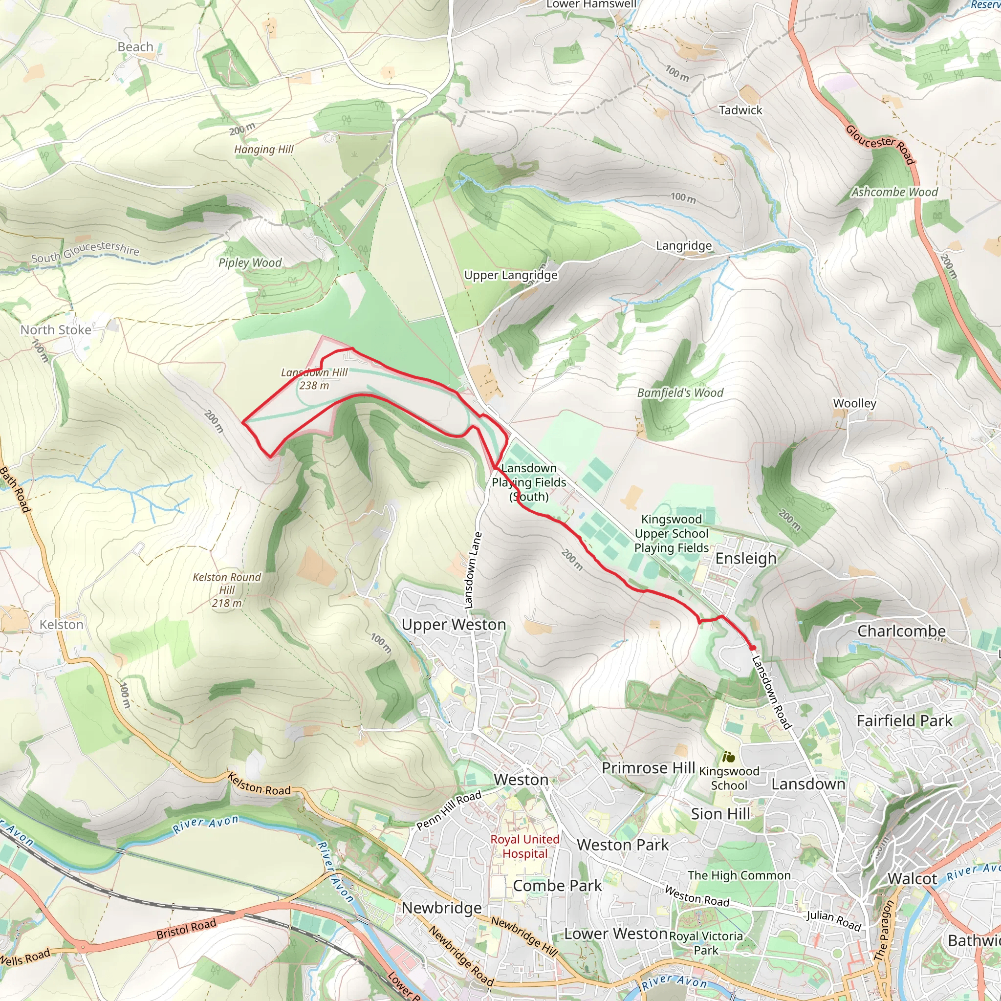 Bath Racecourse and Lansdown Hill Loop mobile static map
