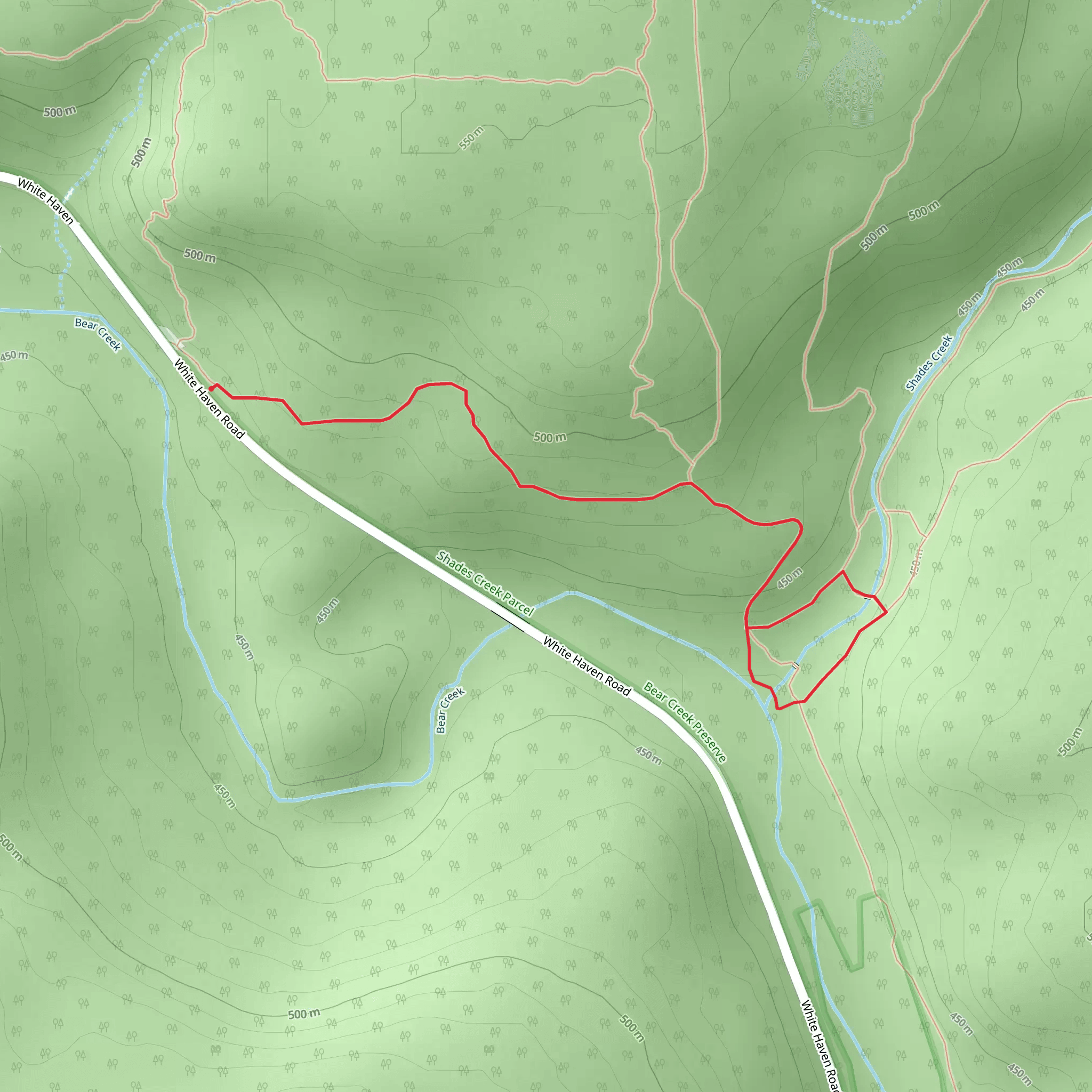 Bear and Shades Creek via Purple Trail mobile static map
