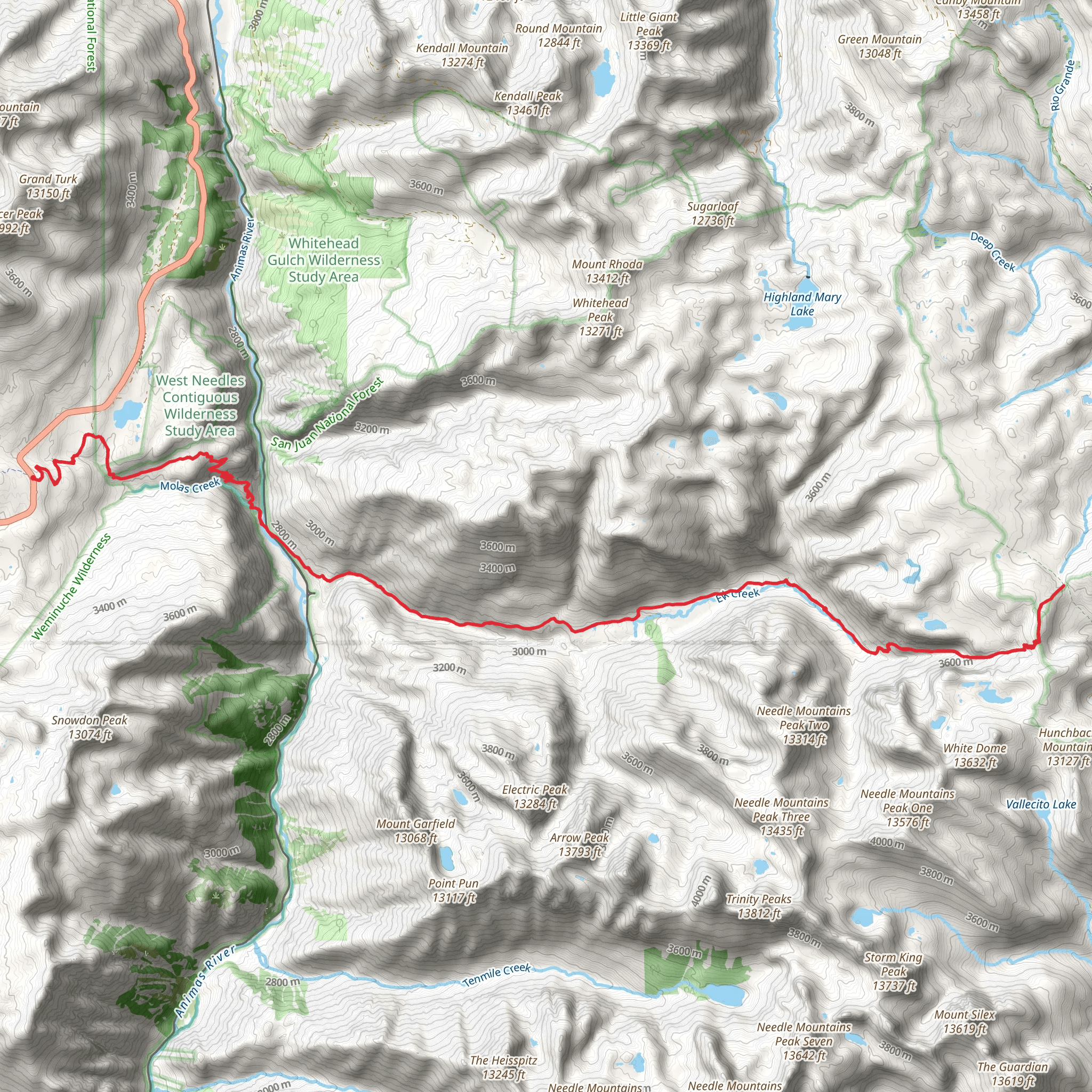 Elk Creek via Molas Trail mobile static map