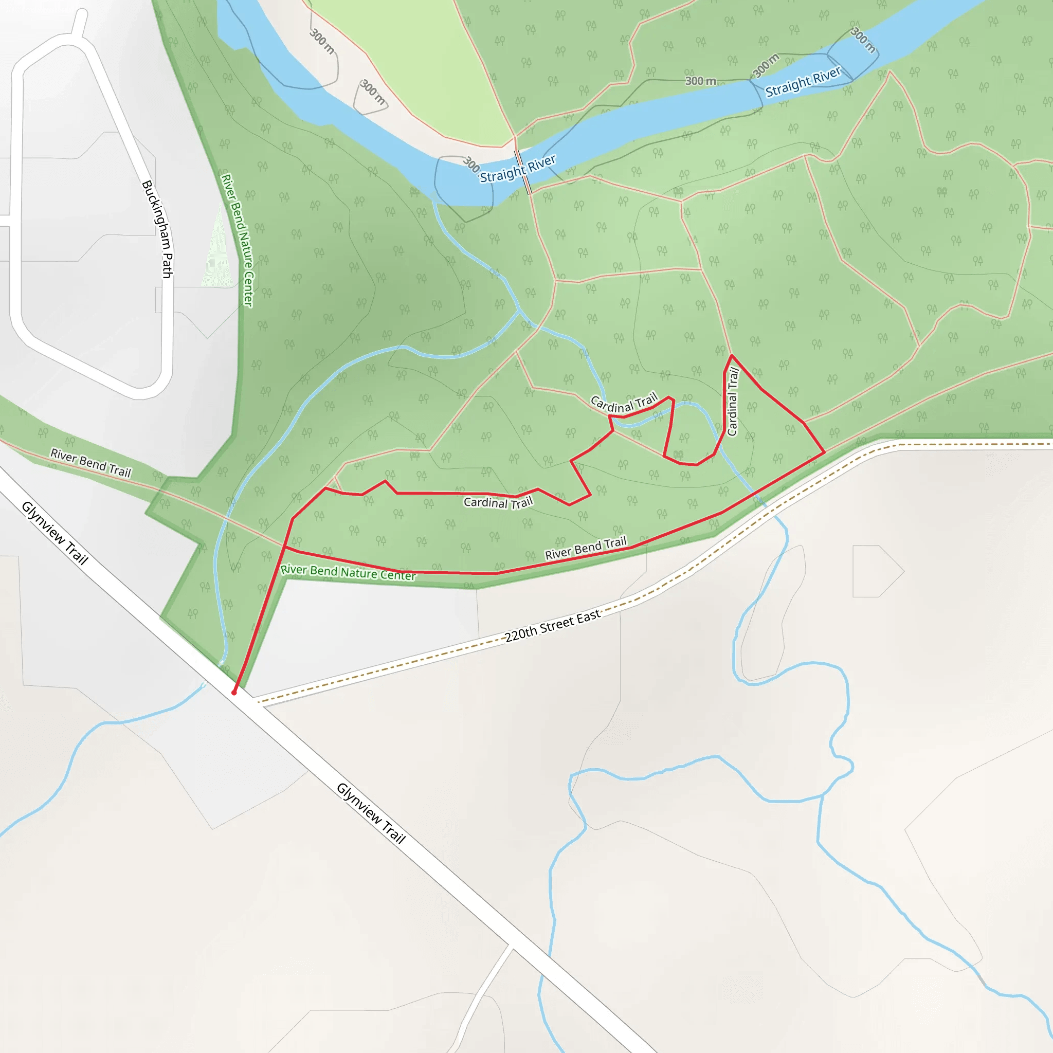 Cardinal and River Bend Loop Trail mobile static map
