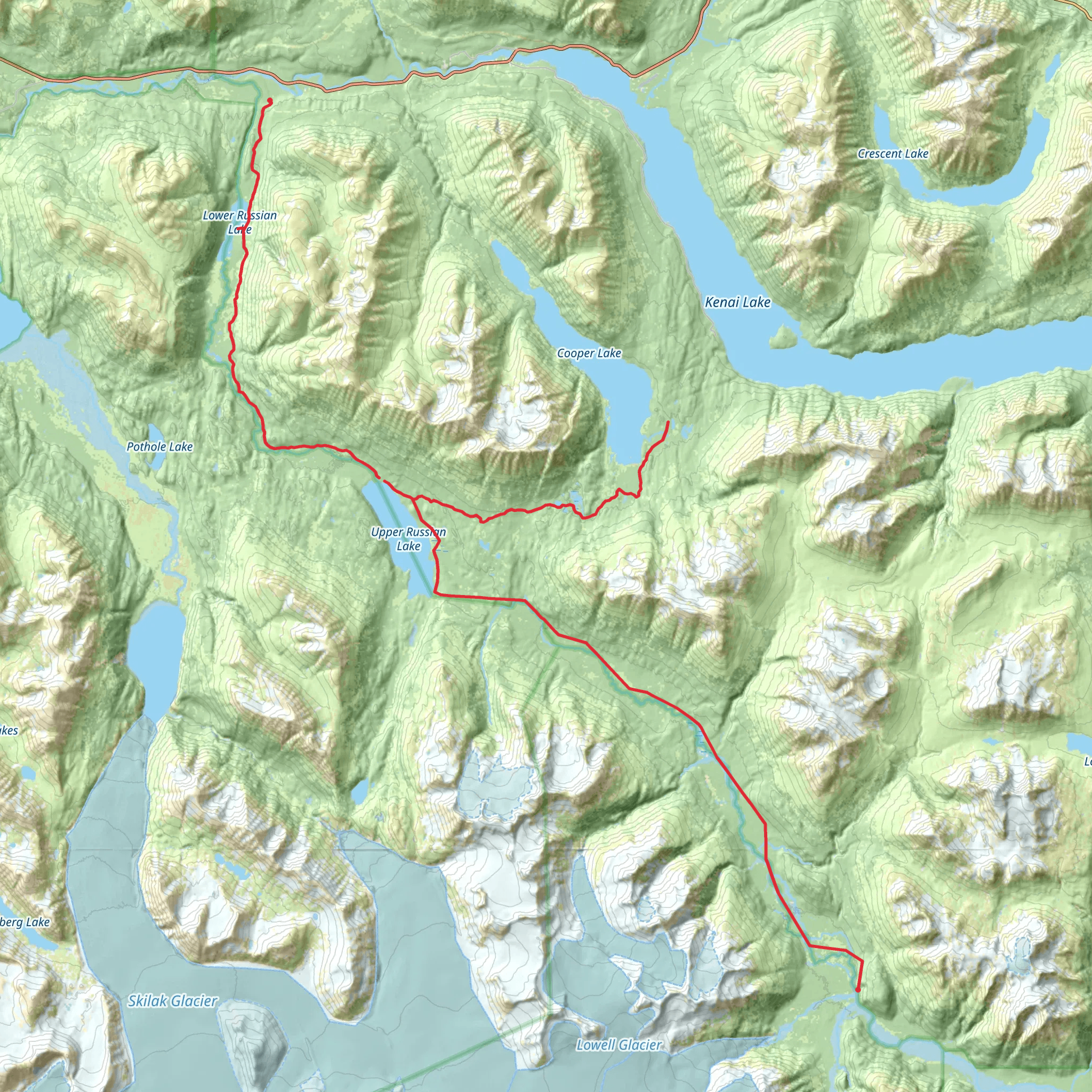 Russian Lakes Trail mobile static map