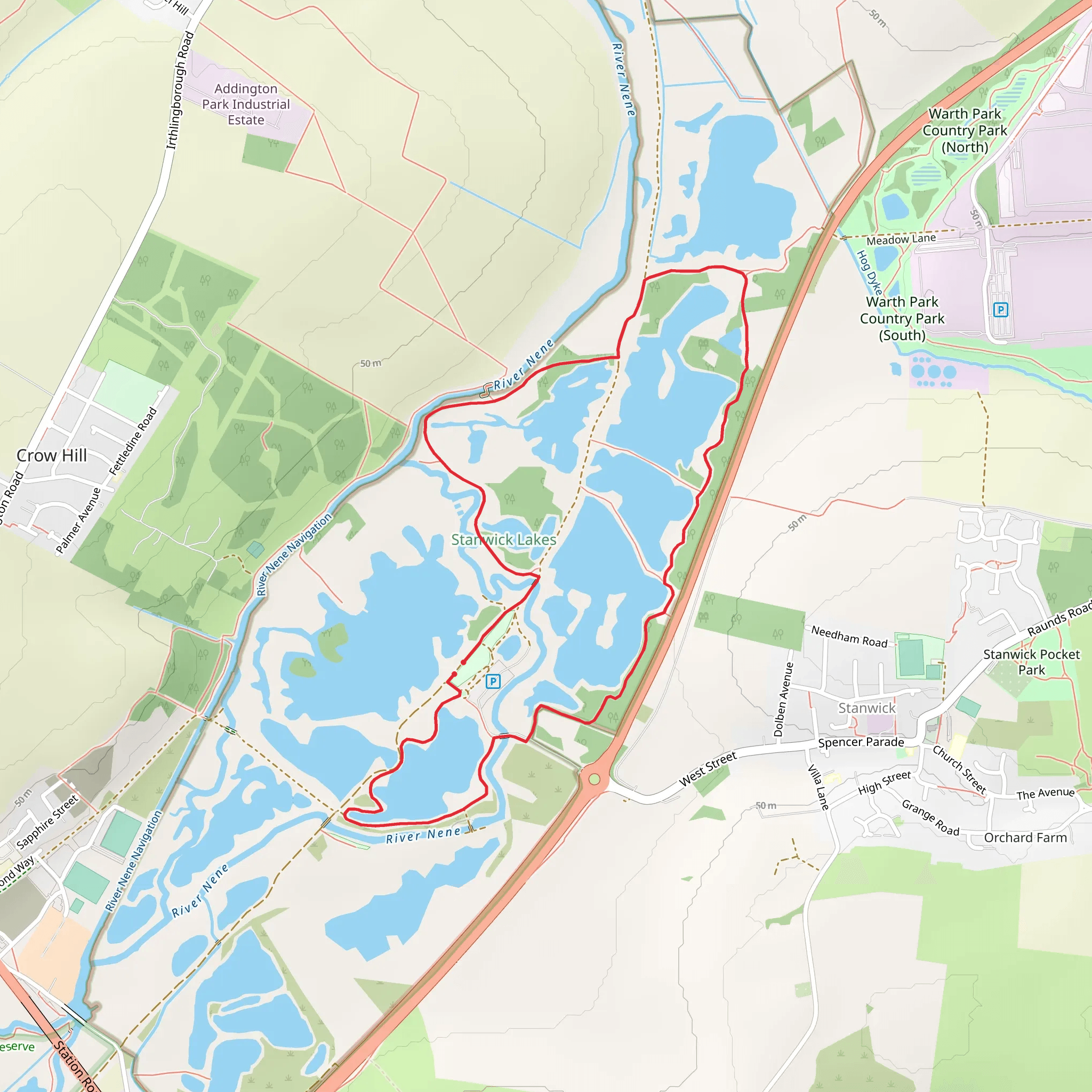 Stanwick Lakes Short Loop mobile static map