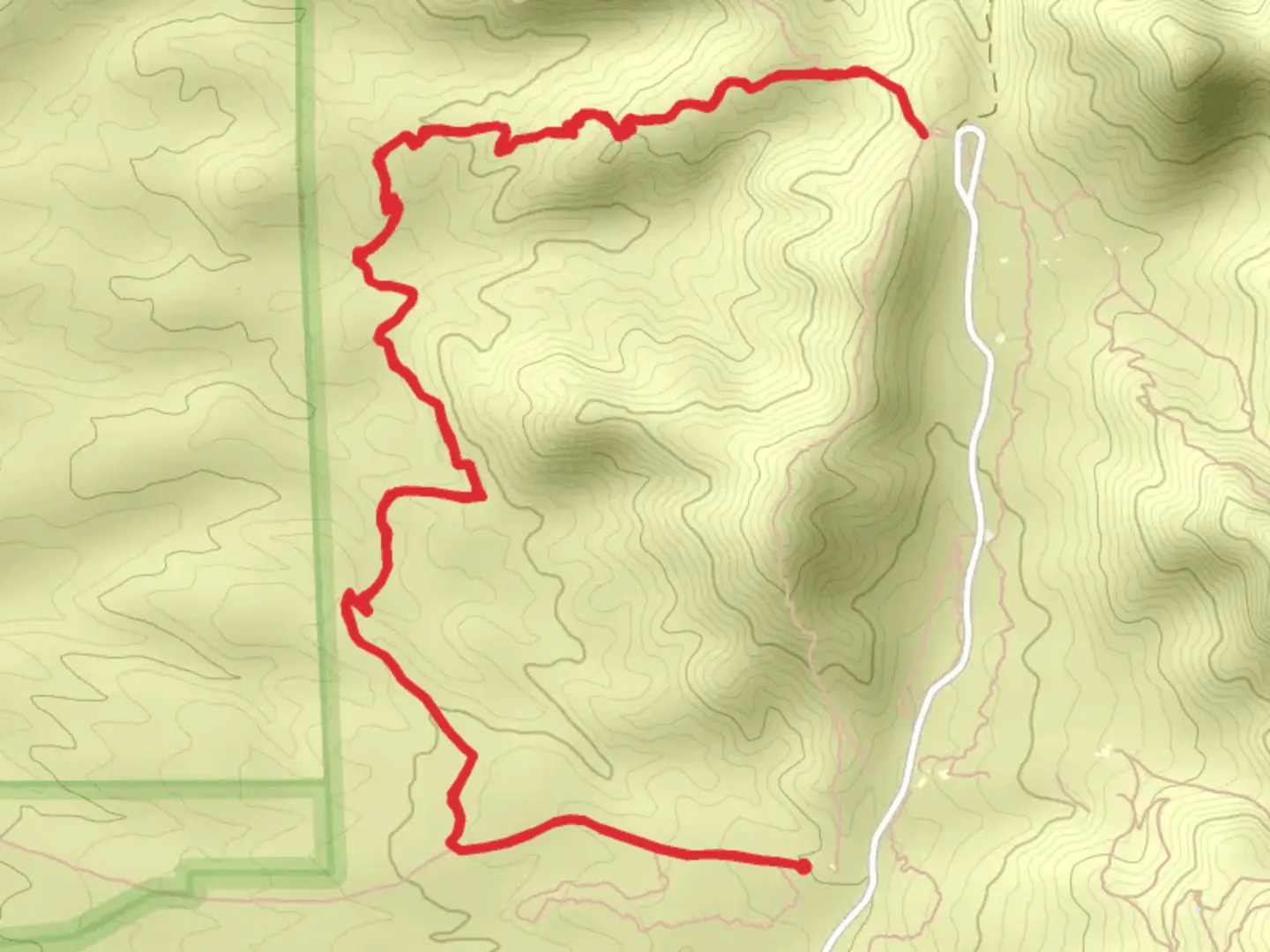 An image depicting the trail Beginner's Loop and Lower Sunset and its surrounding area.