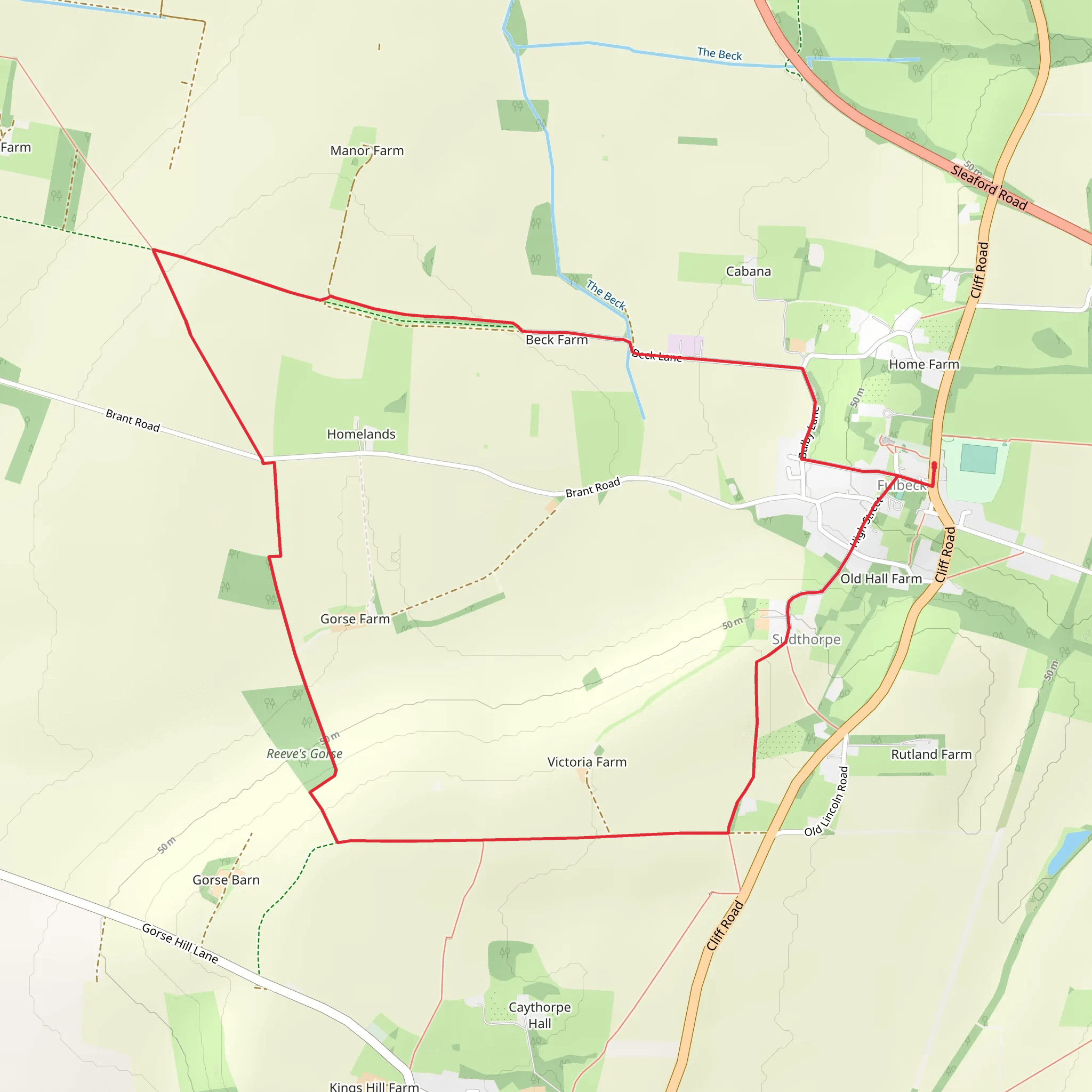 Fulbeck Country Park and Sudthorpe Loop mobile static map