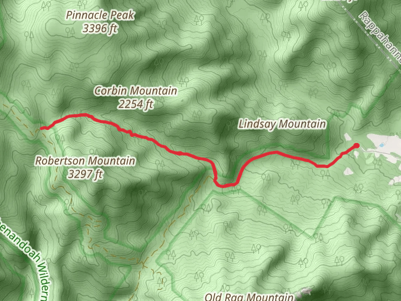 Corbin Hollow Trail via Weakley Hollow Fire Road Trail mobile static map