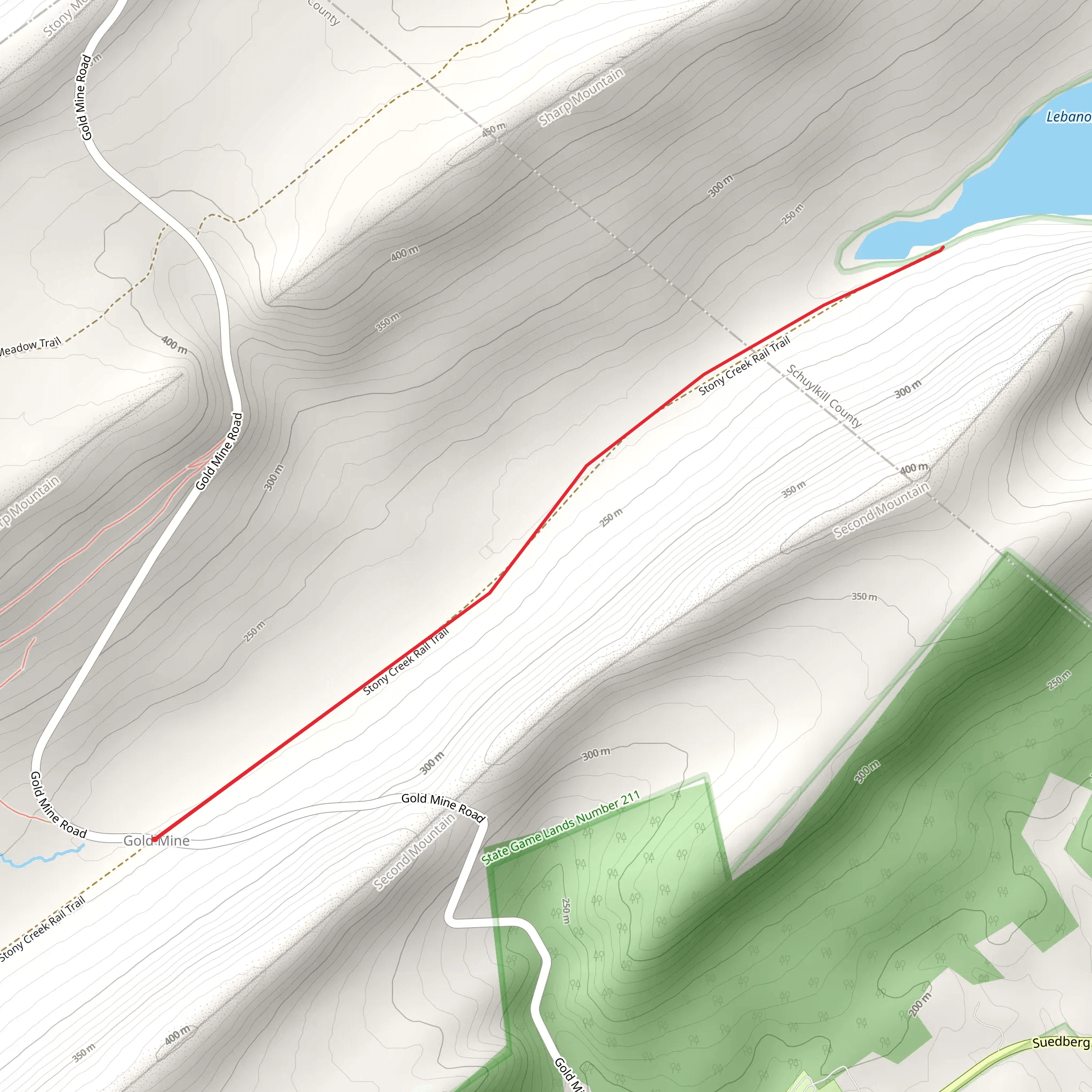 Lebanon Reservoir from Gold Mine Road Out and Back mobile static map