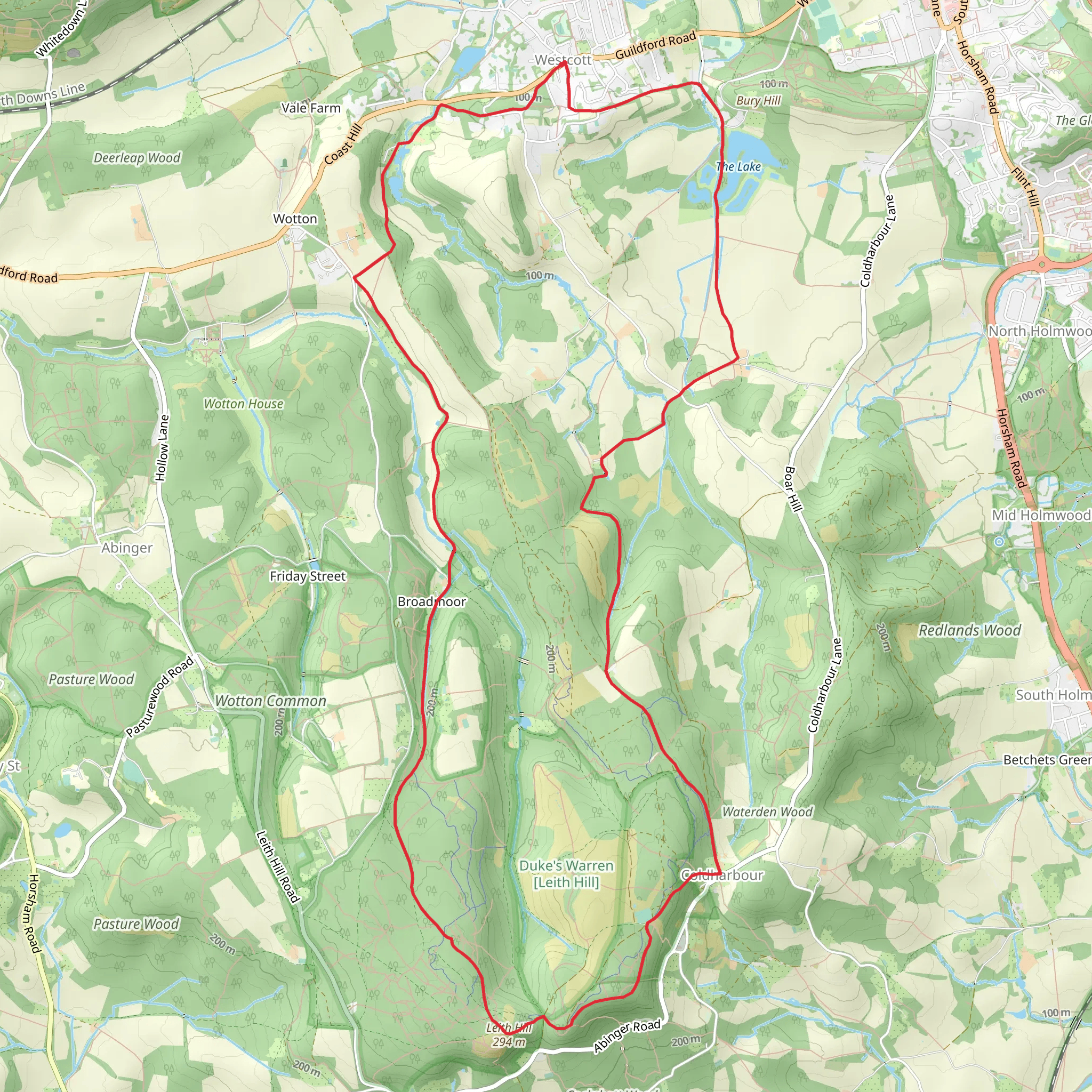 Westcott and Coldharbour Loop mobile static map