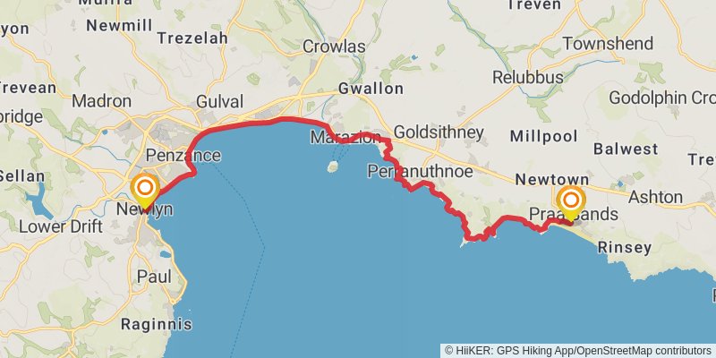 Cornwall Coast Path stage 16 Map