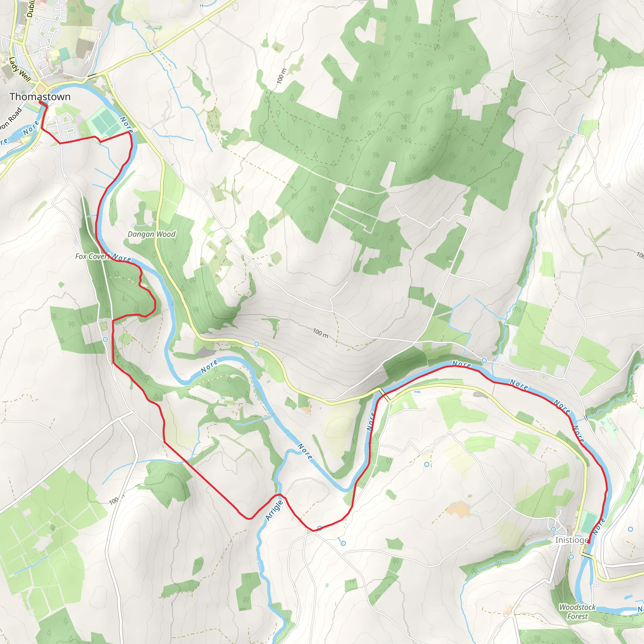 Thomastown to Inistioge - Nore Valley Walk mobile static map