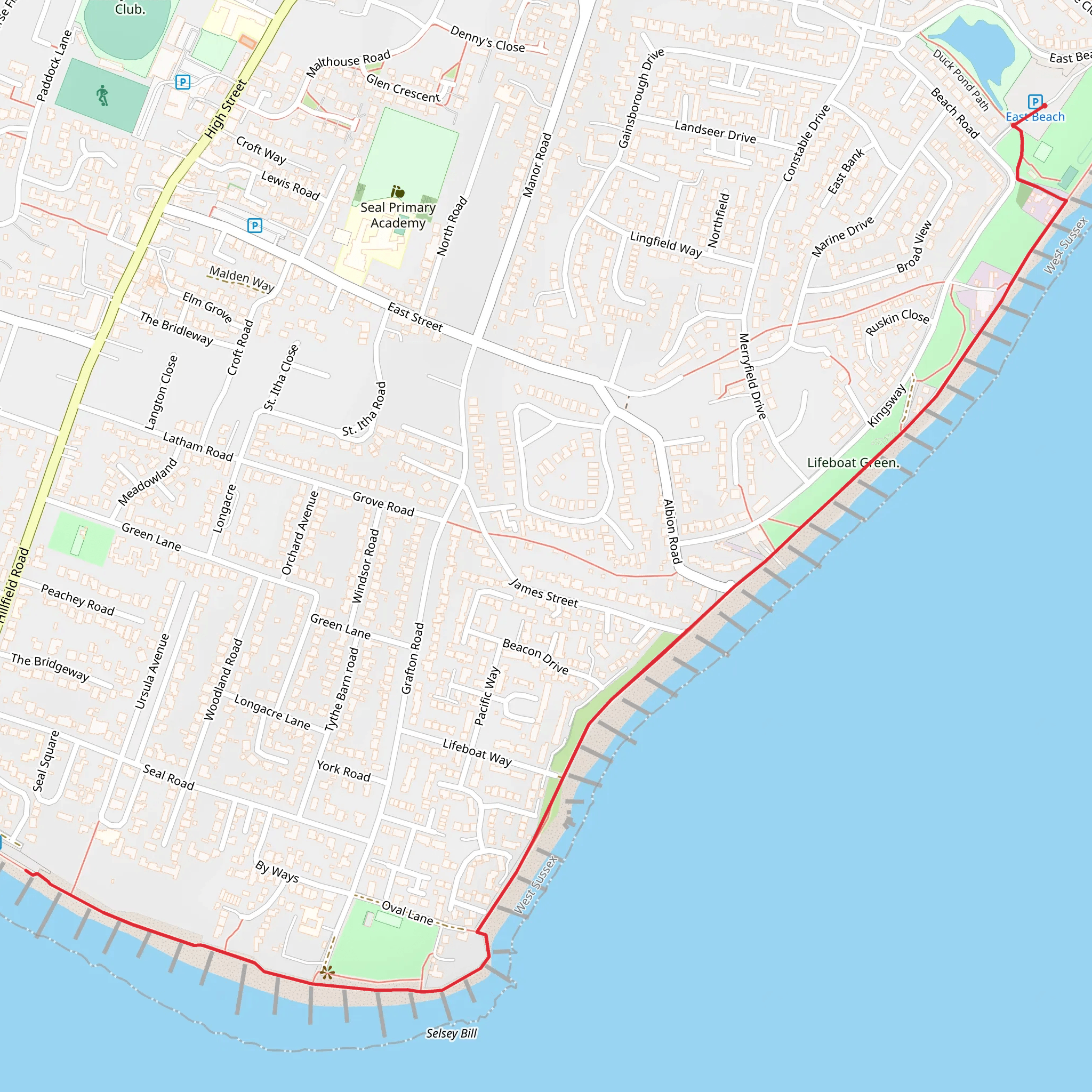 Selsey Bill Walk mobile static map