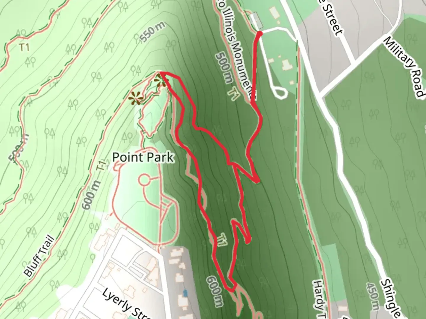 An image depicting the trail Old Incline and Mountain Beautiful Loop Trail and its surrounding area.