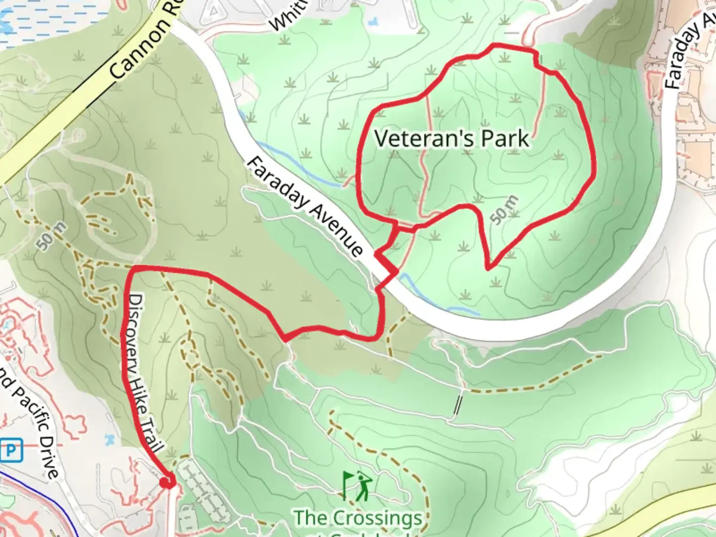 An image depicting the trail Veterans Park Loop via Discovery Hike Trail and its surrounding area.