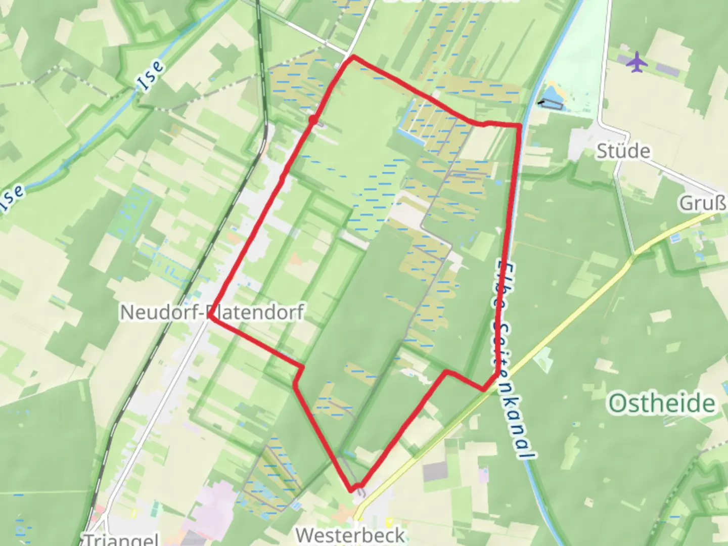 An image depicting the trail Grobes Moor Loop from Triangel and its surrounding area.