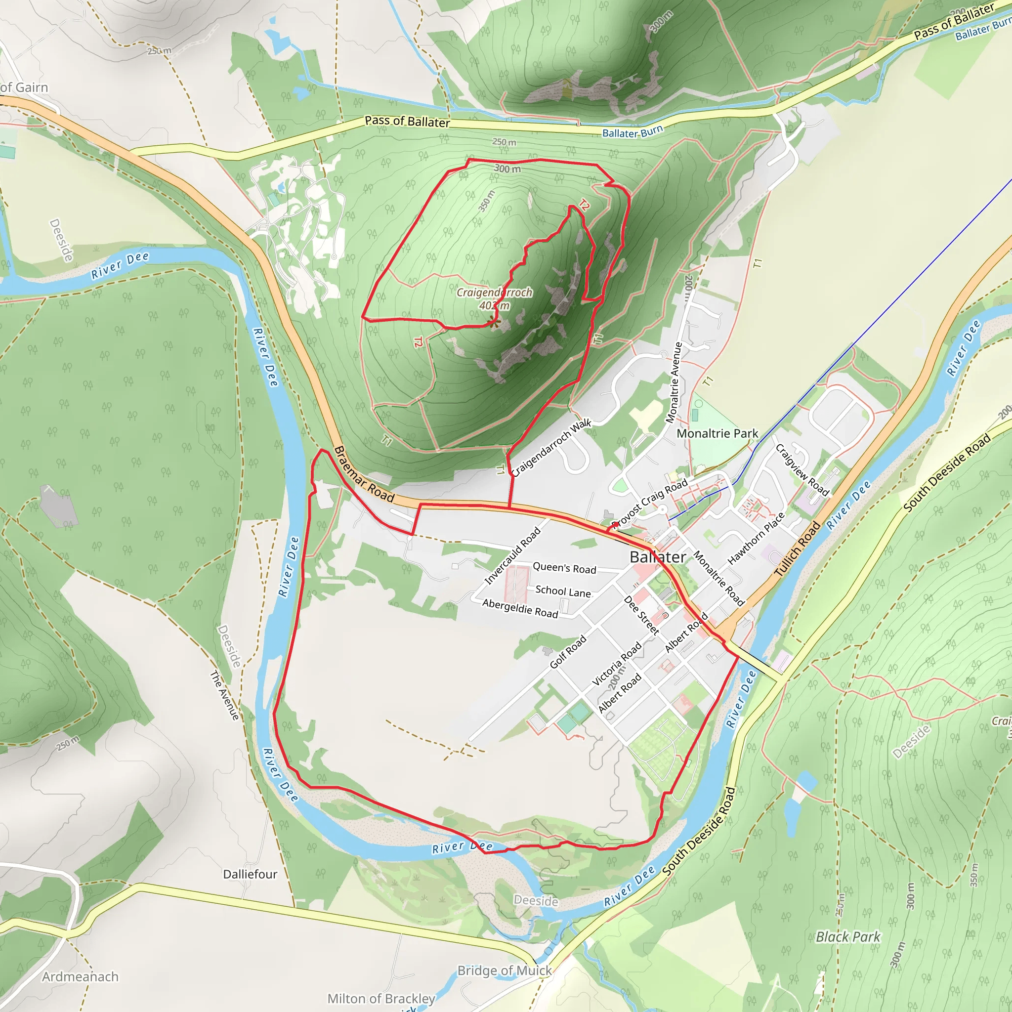Craigendarroch Loop from Ballater mobile static map