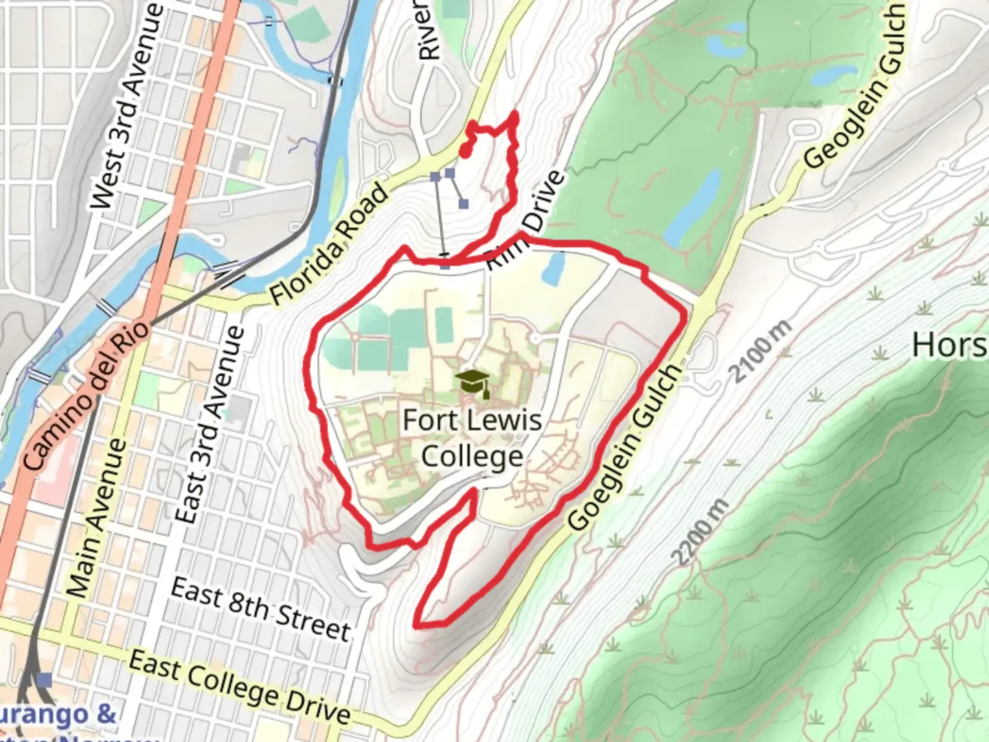 An image depicting the trail Lions Den and Rim Loop Trail and its surrounding area.