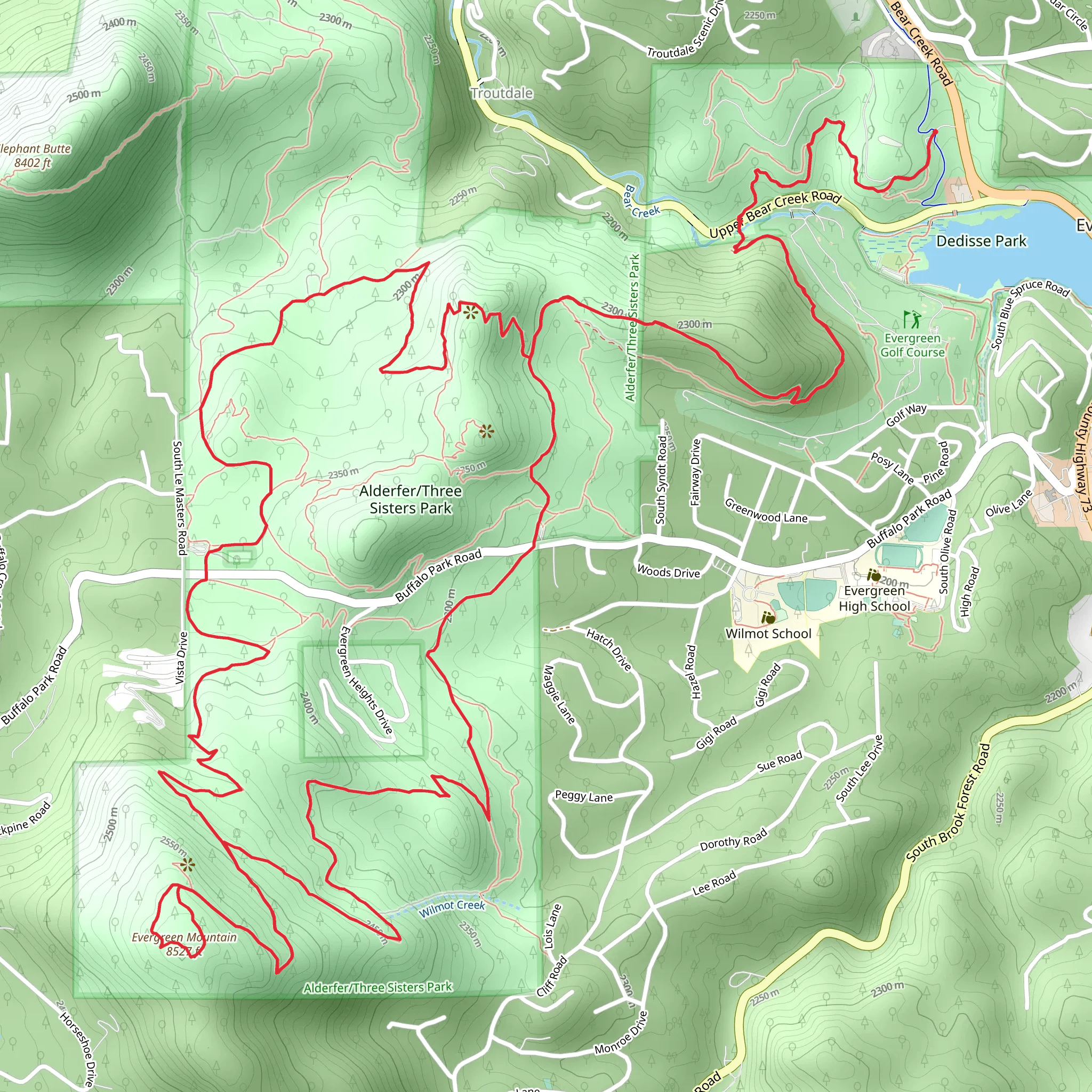 Evergreen Mountain - Dedisse Park Loop Trail mobile static map